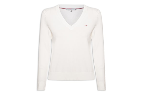 Suéter Feminino Co Jersey Stitch V - Branco