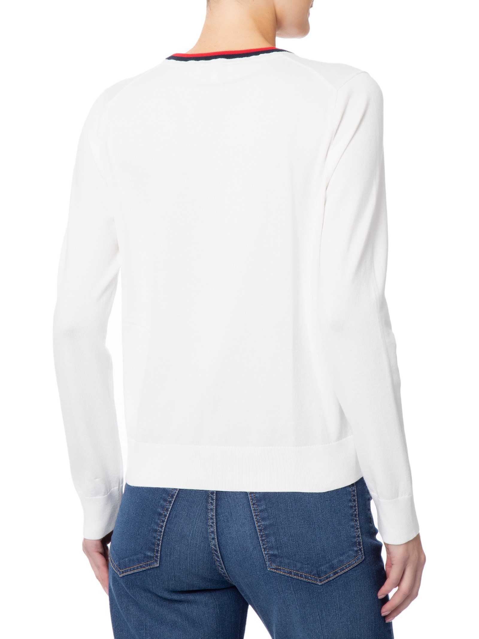Suéter Feminino Co Jersey V-Nk Branco Tommy Hilfiger
