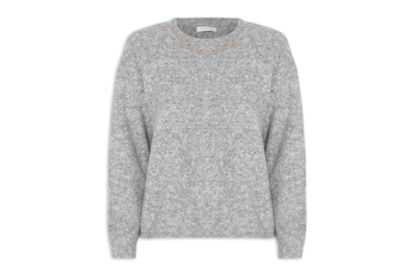 Suéter Feminino Com Corrente - Cinza