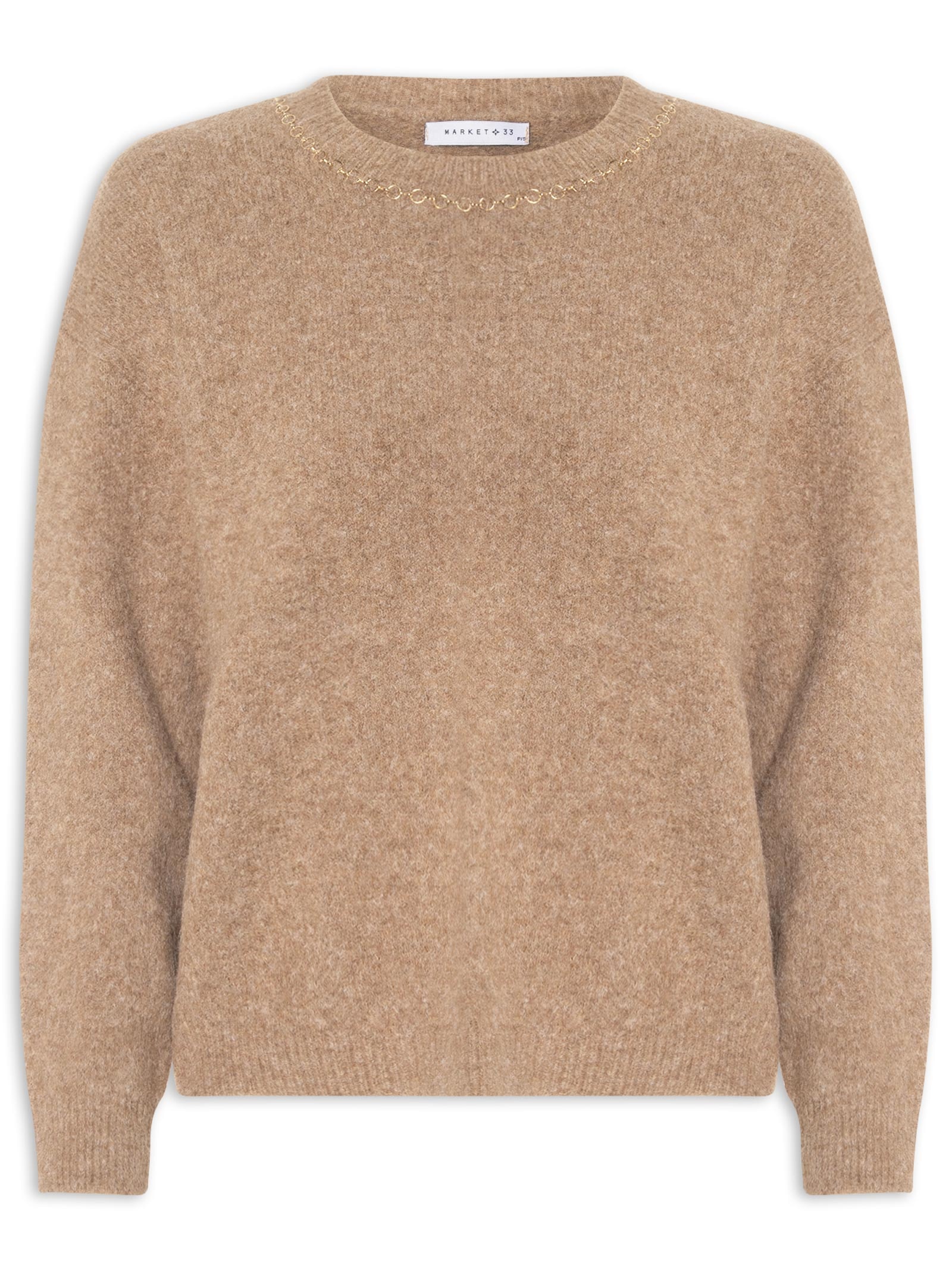 Suéter Feminino Com Corrente Marrom Market 33