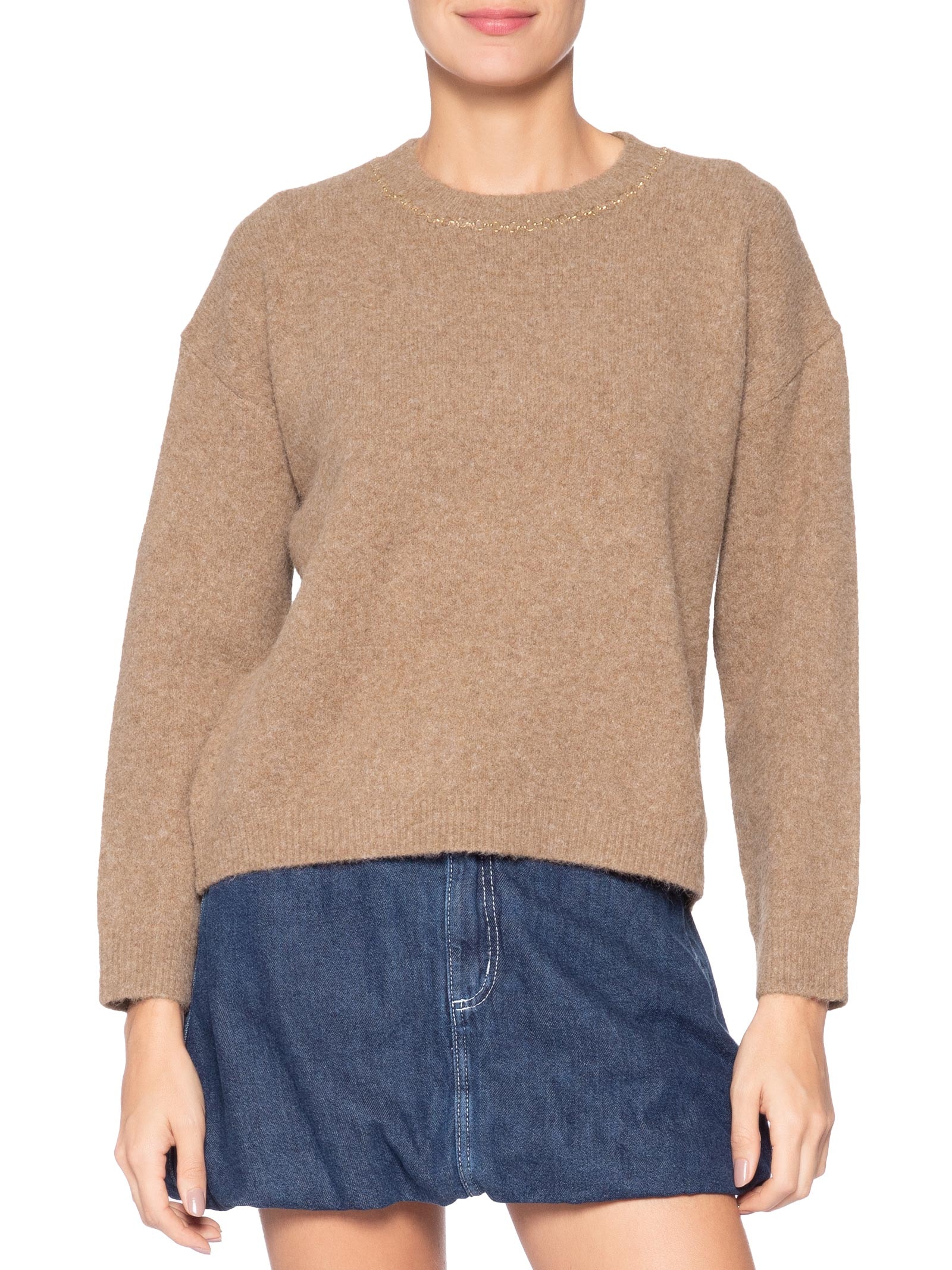 Suéter Feminino Com Corrente Marrom Market 33