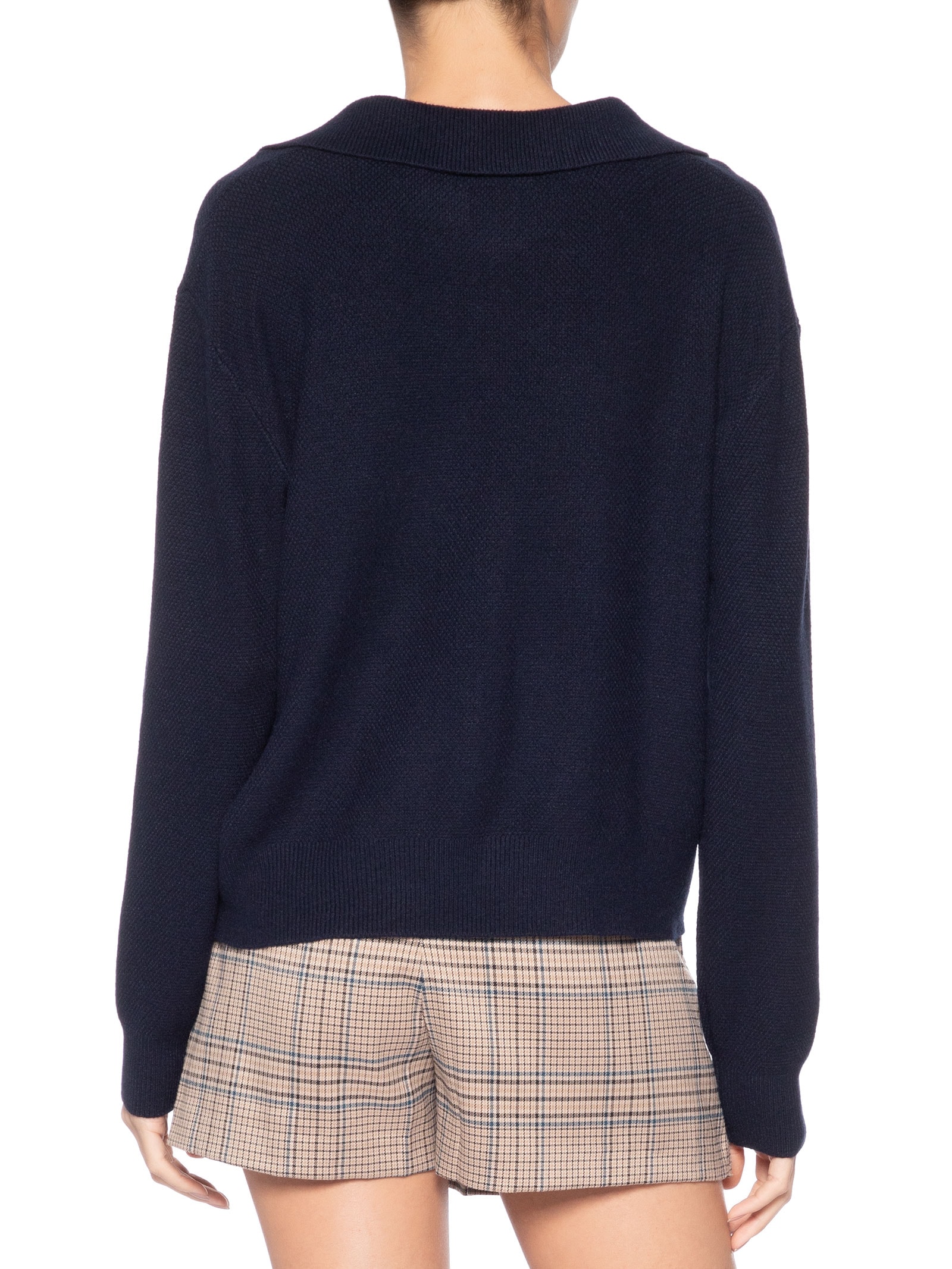 Suéter Feminino Com Gola Polo Azul Market 33