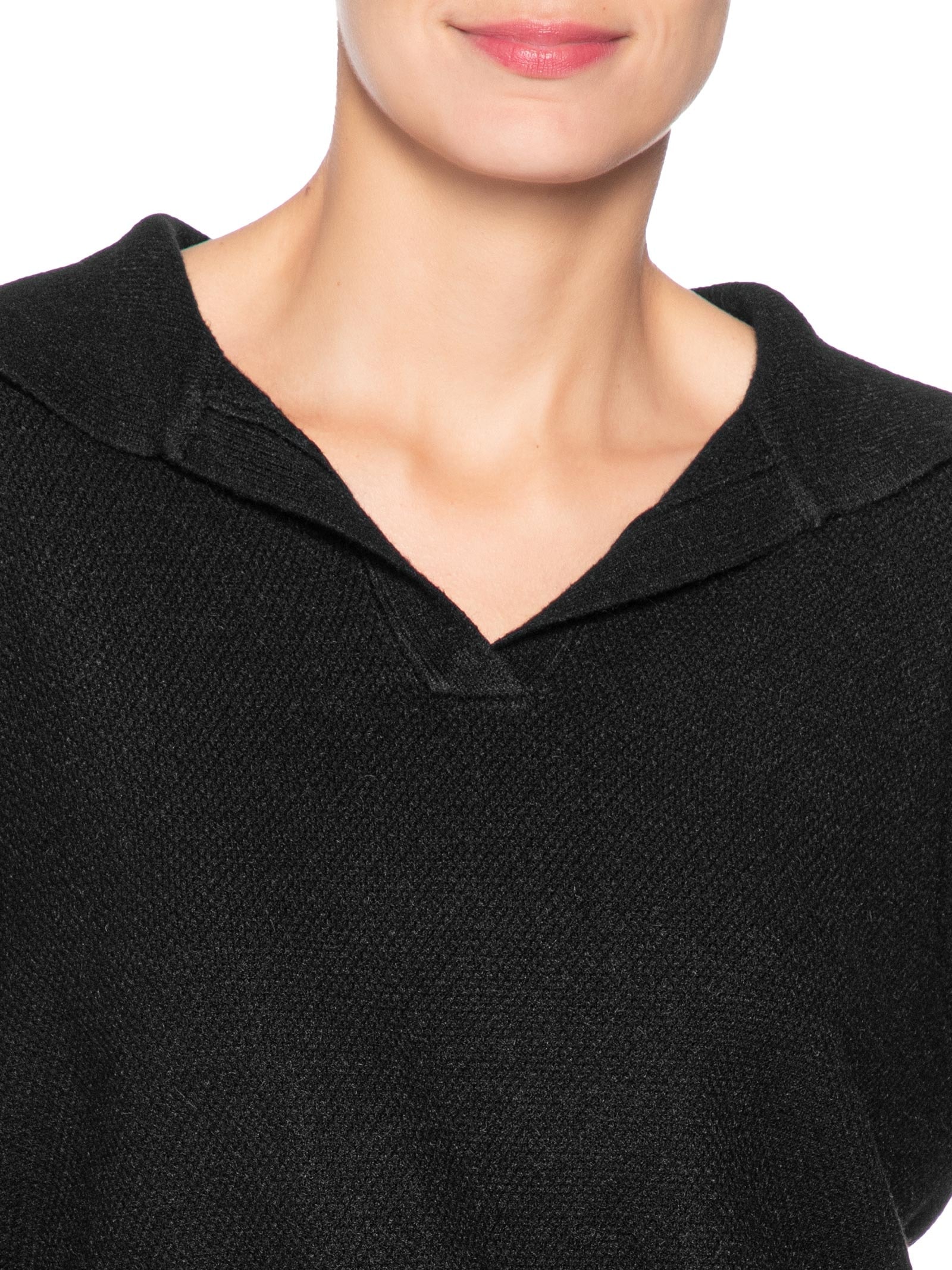 Suéter Feminino Com Gola Polo Preto Market 33