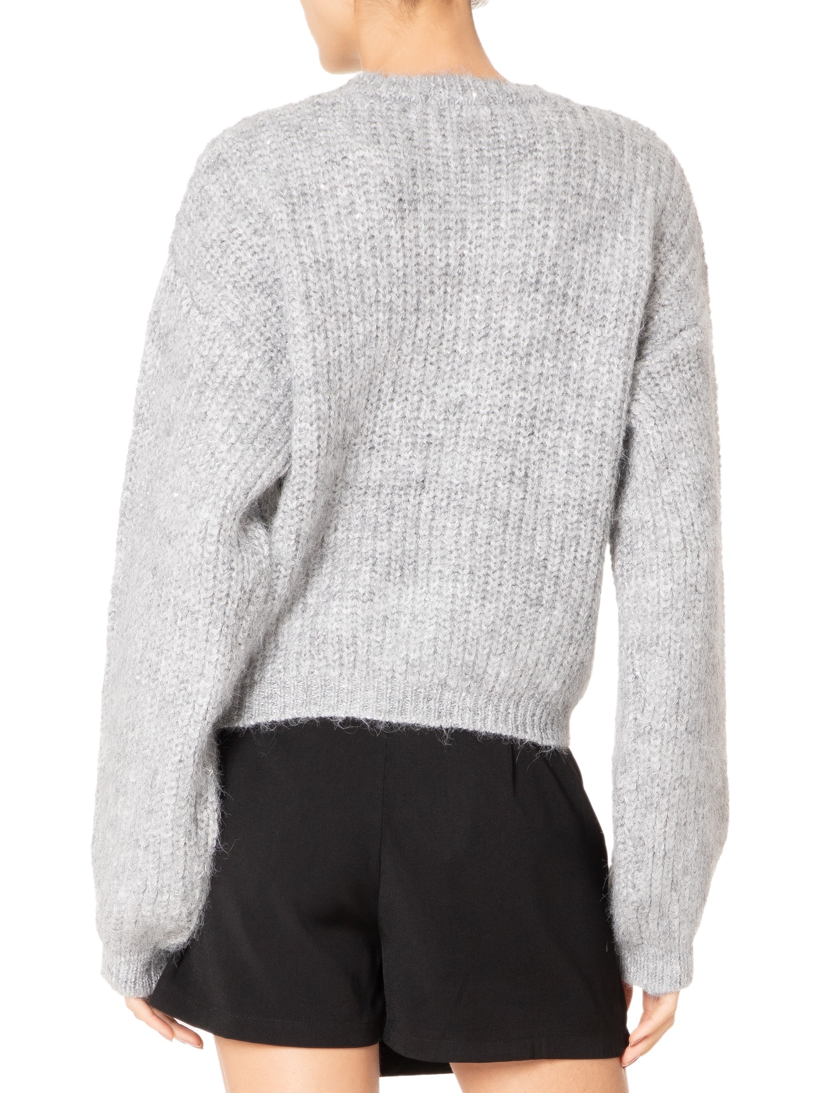 Suéter Feminino Com Paetê Cinza Market 33