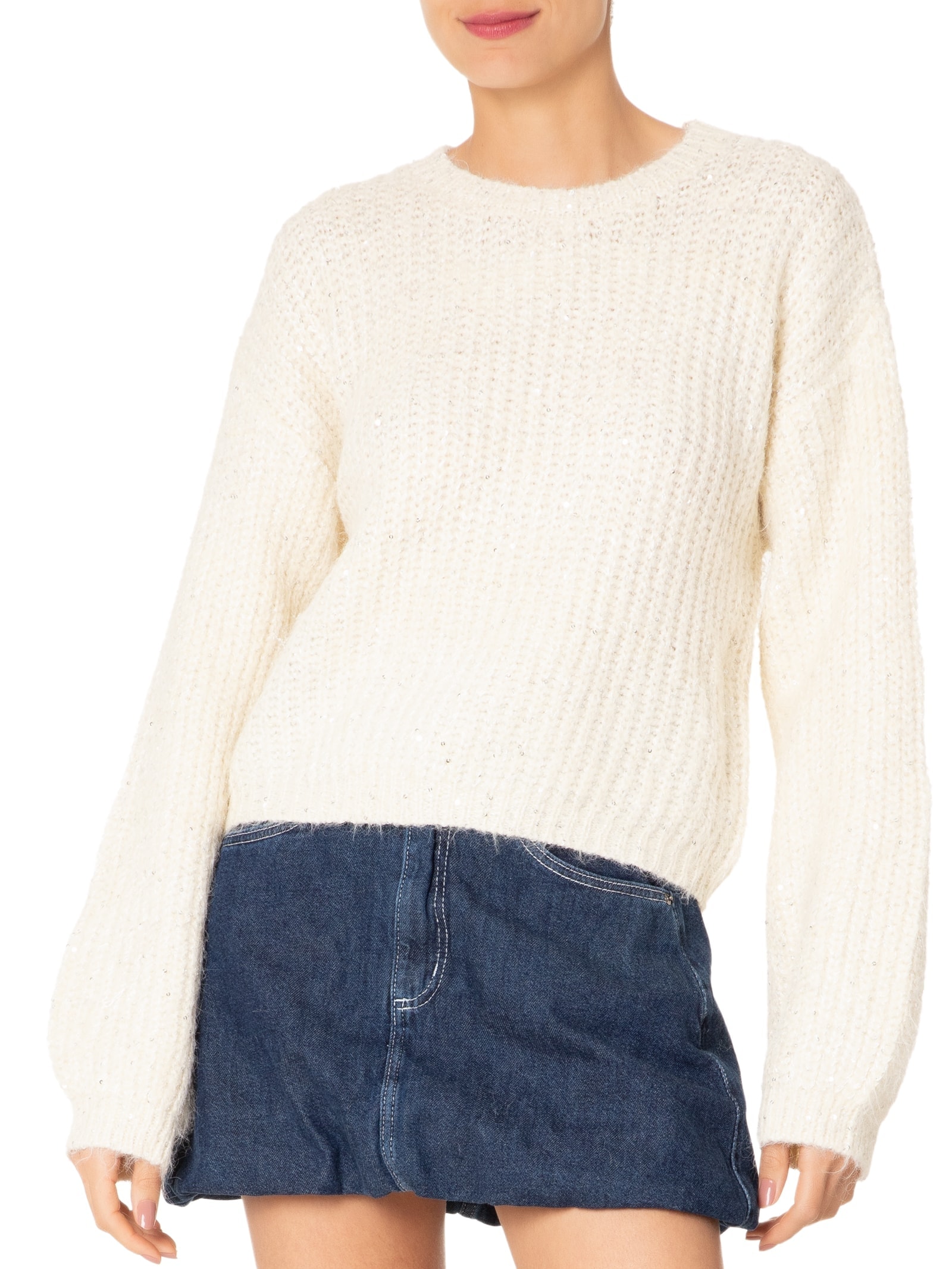 Suéter Feminino Com Paetê Off White Market 33