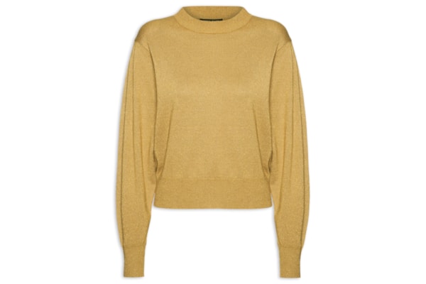 Suéter Feminino De Tricot Com Lurex - Dourado