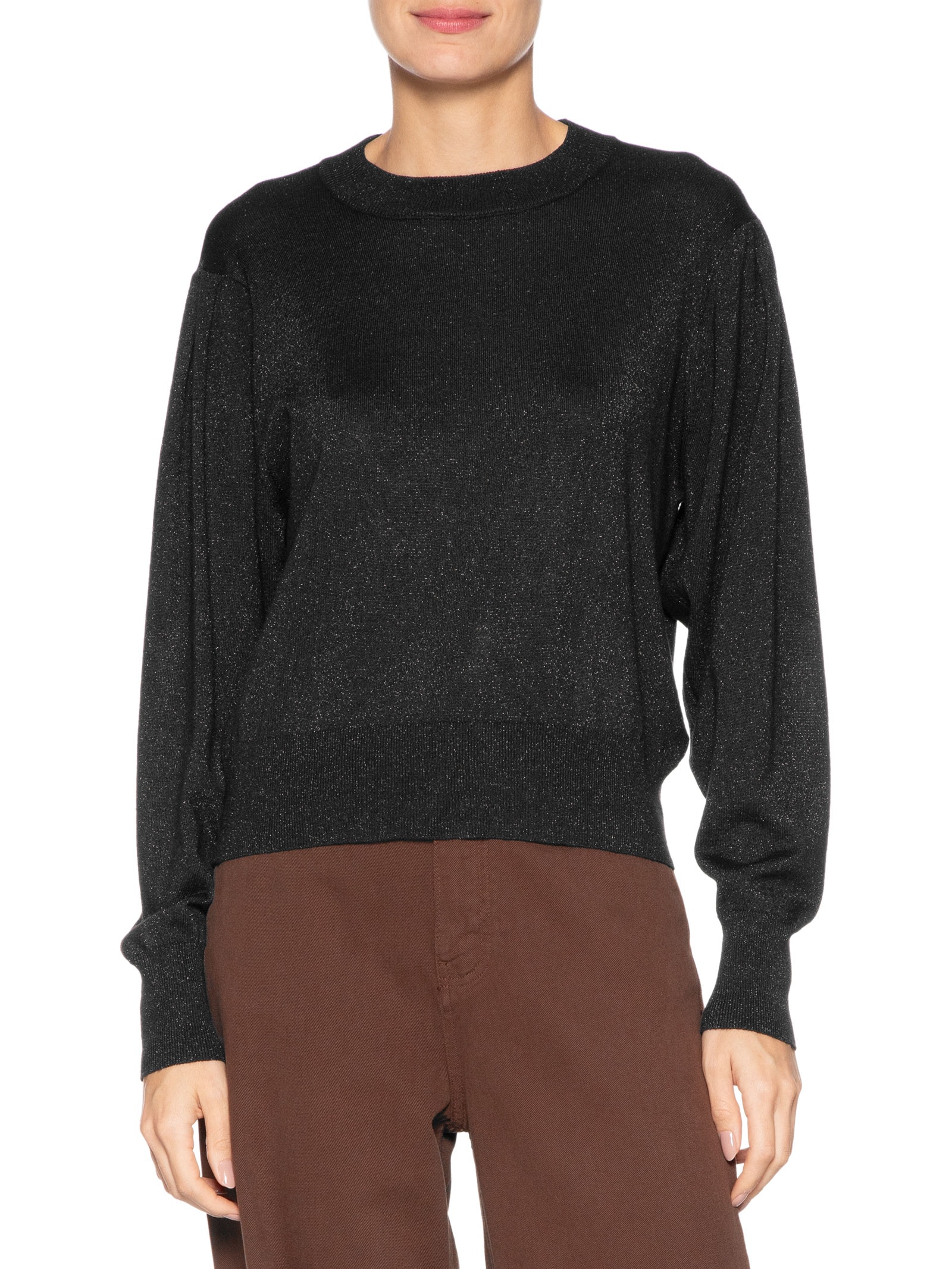 Suéter Feminino De Tricot Com Lurex Preto Animale Jeans