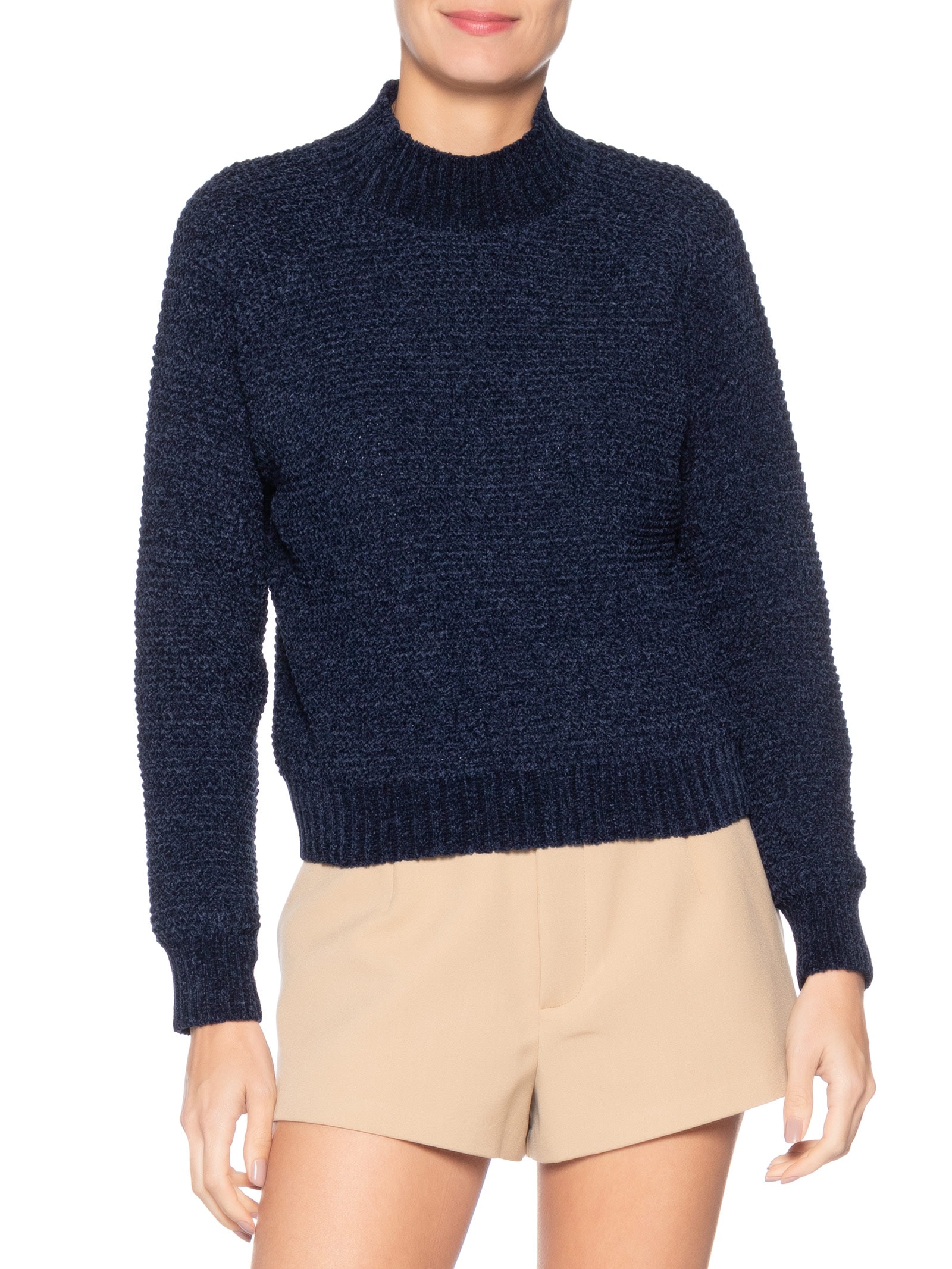 Suéter Feminino Em Tricot Azul Market 33