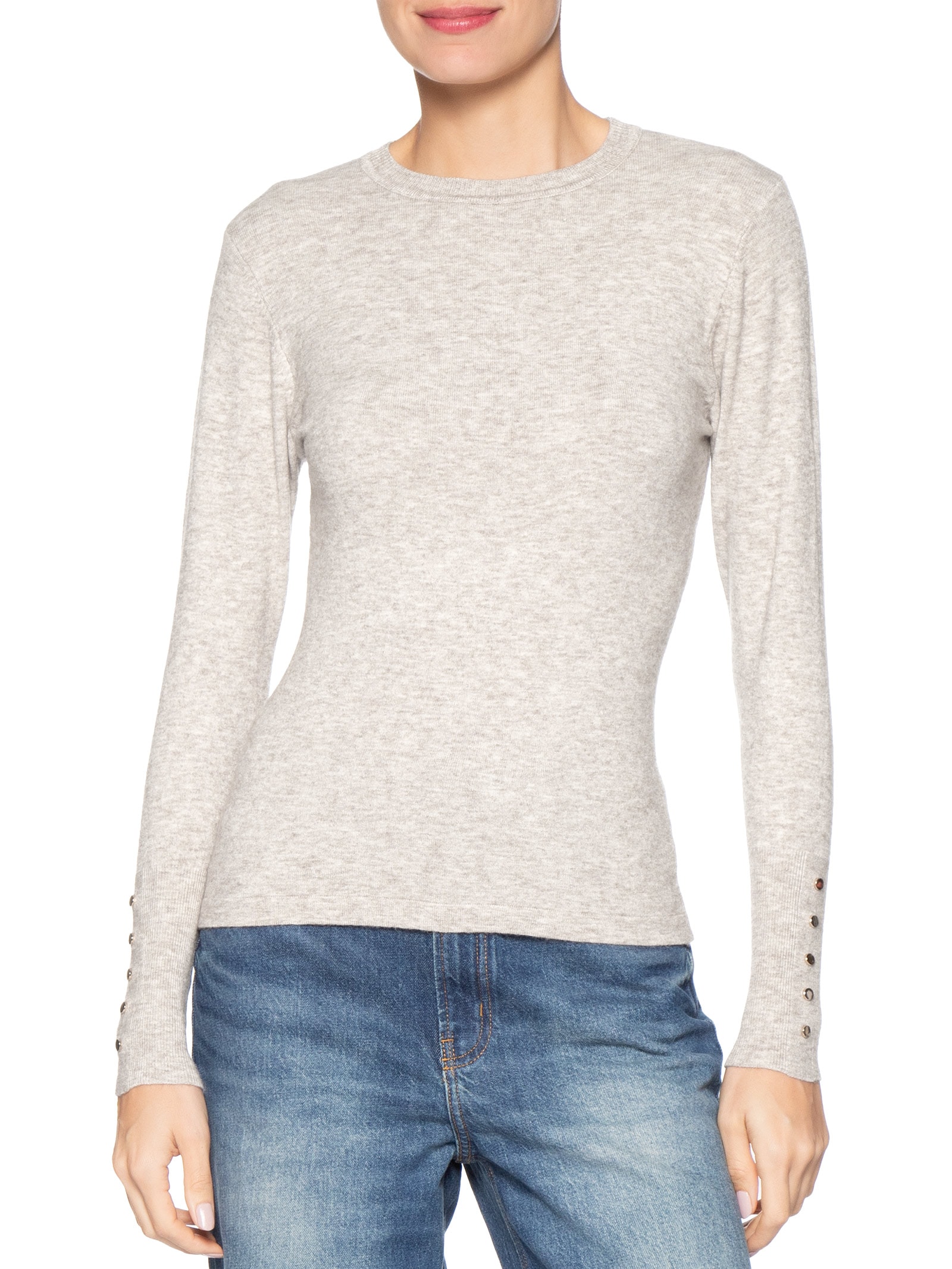Suéter Feminino Em Tricot Bege Basiq