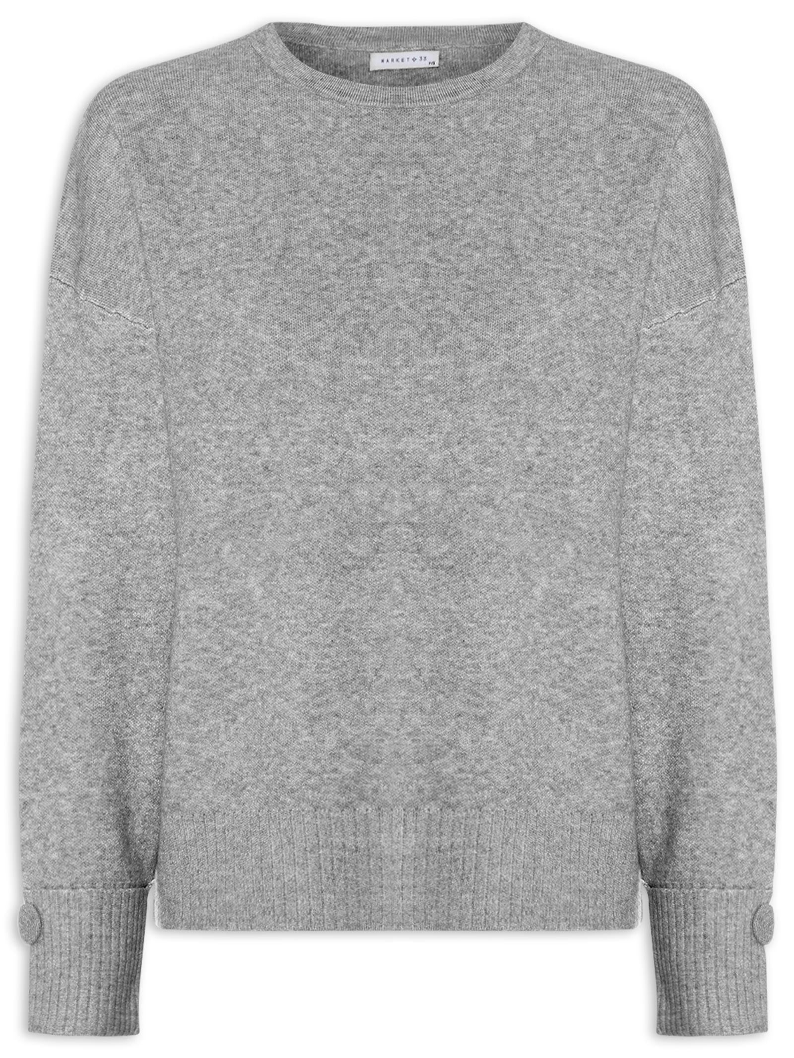 Suéter Feminino Em Tricot Cinza Market 33