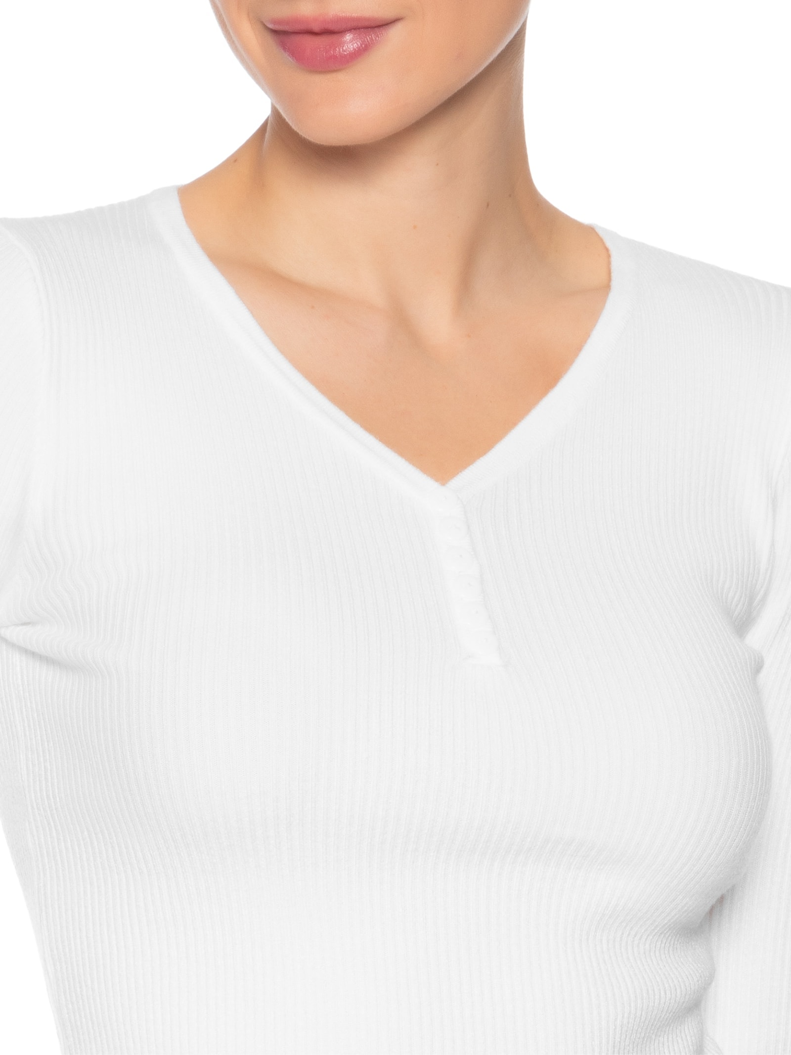 Suéter Feminino Em Tricot Com Botões Branco Basiq