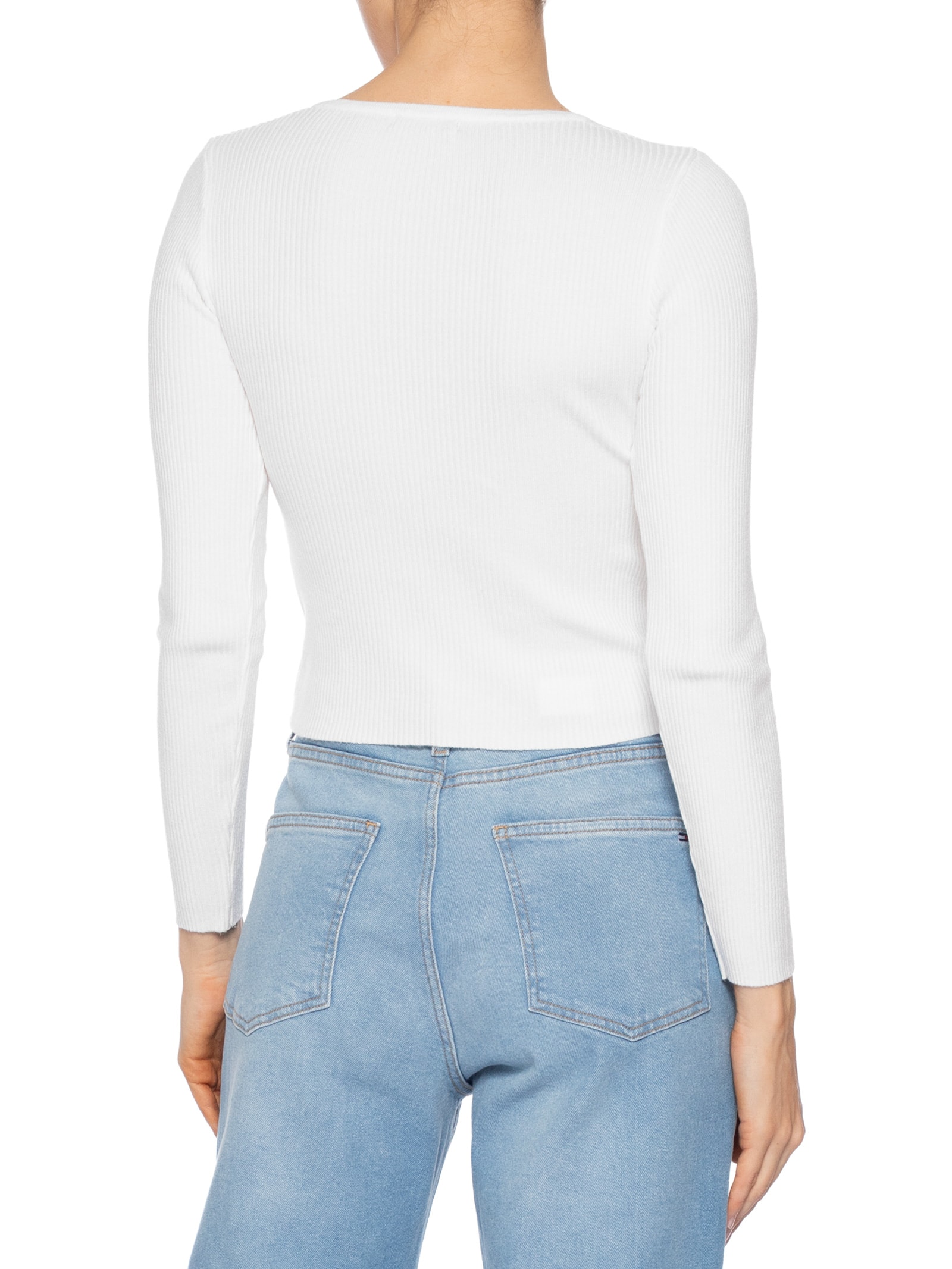 Suéter Feminino Em Tricot Com Botões Branco Basiq
