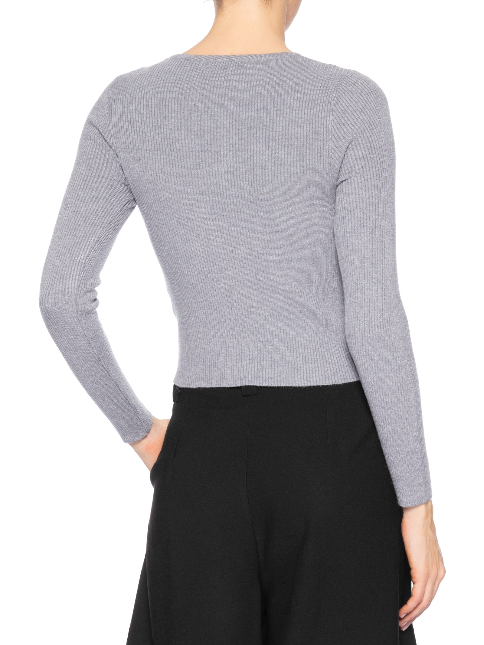 Suéter Feminino Em Tricot Com Botões Cinza Basiq