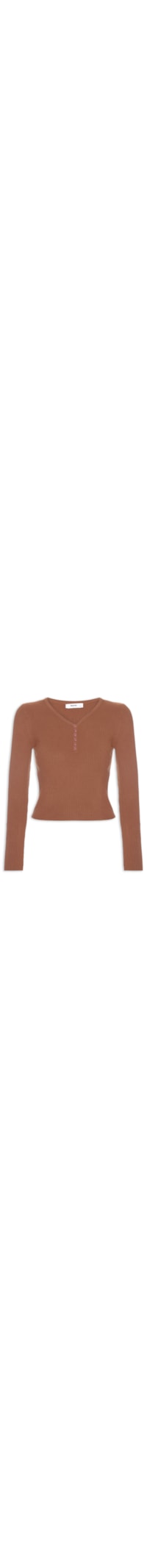 Suéter Feminino Em Tricot Com Botões - Marrom