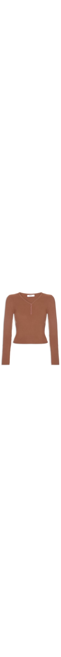 Suéter Feminino Em Tricot Com Botões - Marrom