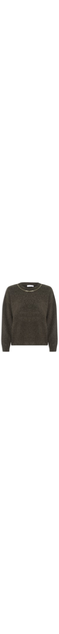 Suéter Feminino Em Tricot Com Detalhe Corrente - Marrom