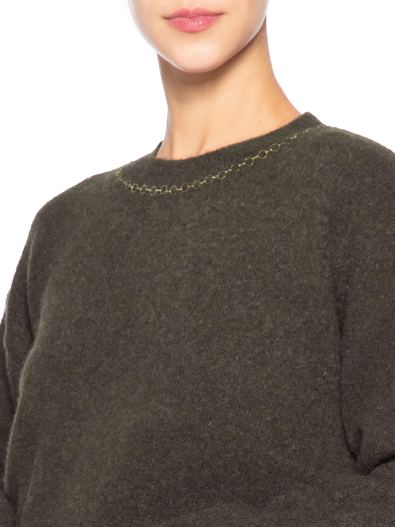 Suéter Feminino Em Tricot Com Detalhe Corrente Marrom Market 33