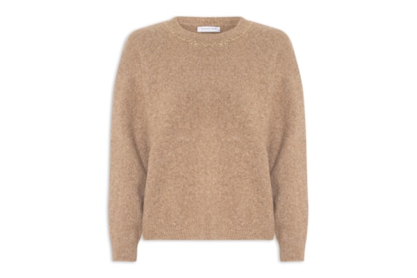 Suéter Feminino Em Tricot Com Detalhe Corrente- Marrom