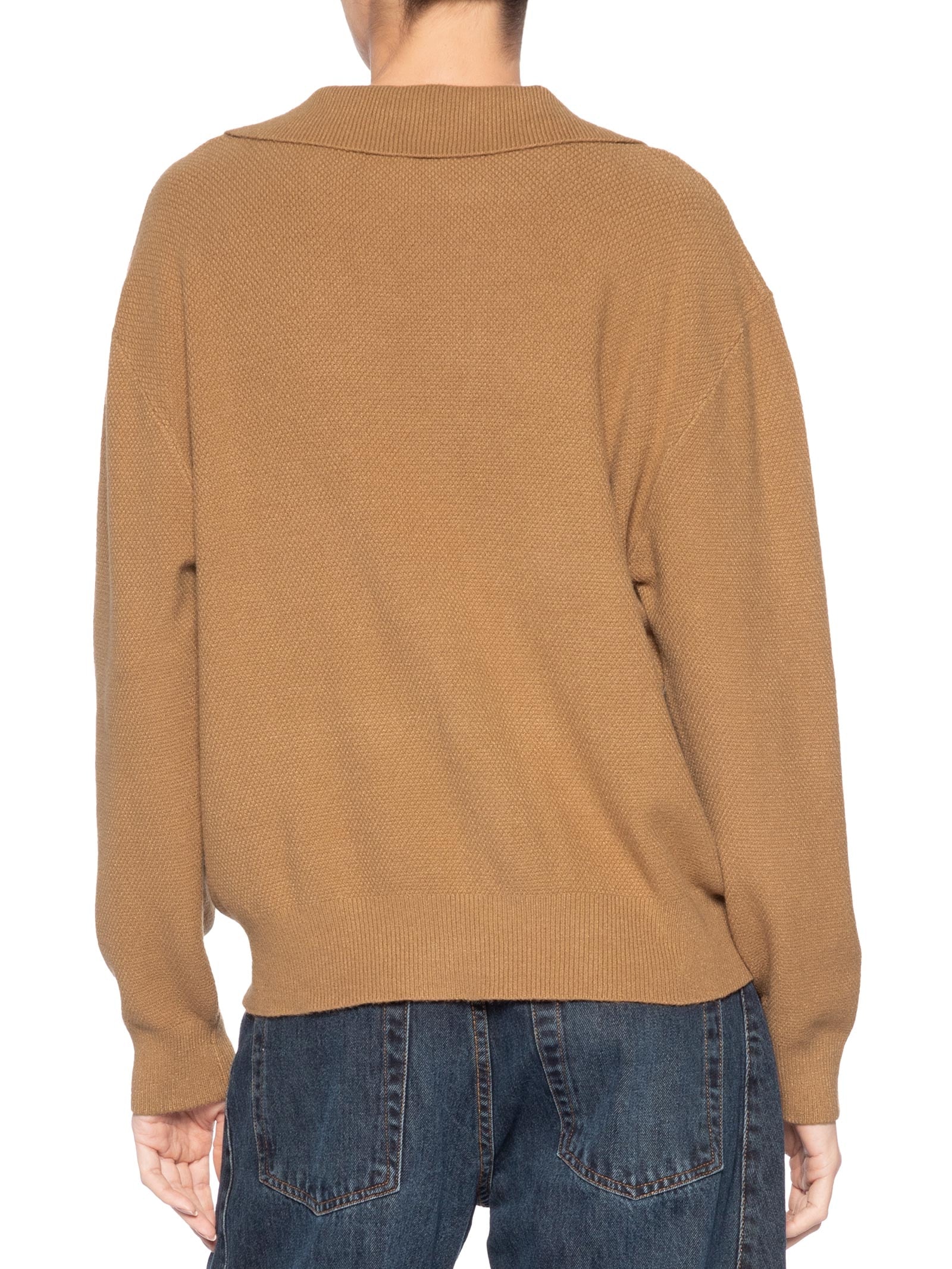 Suéter Feminino Em Tricot  Com Gola Polo Marrom Market 33