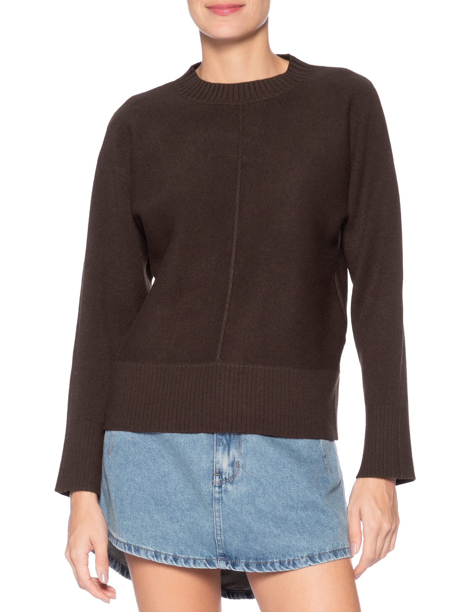 Sueter Feminino em Tricot Marrom Market 33