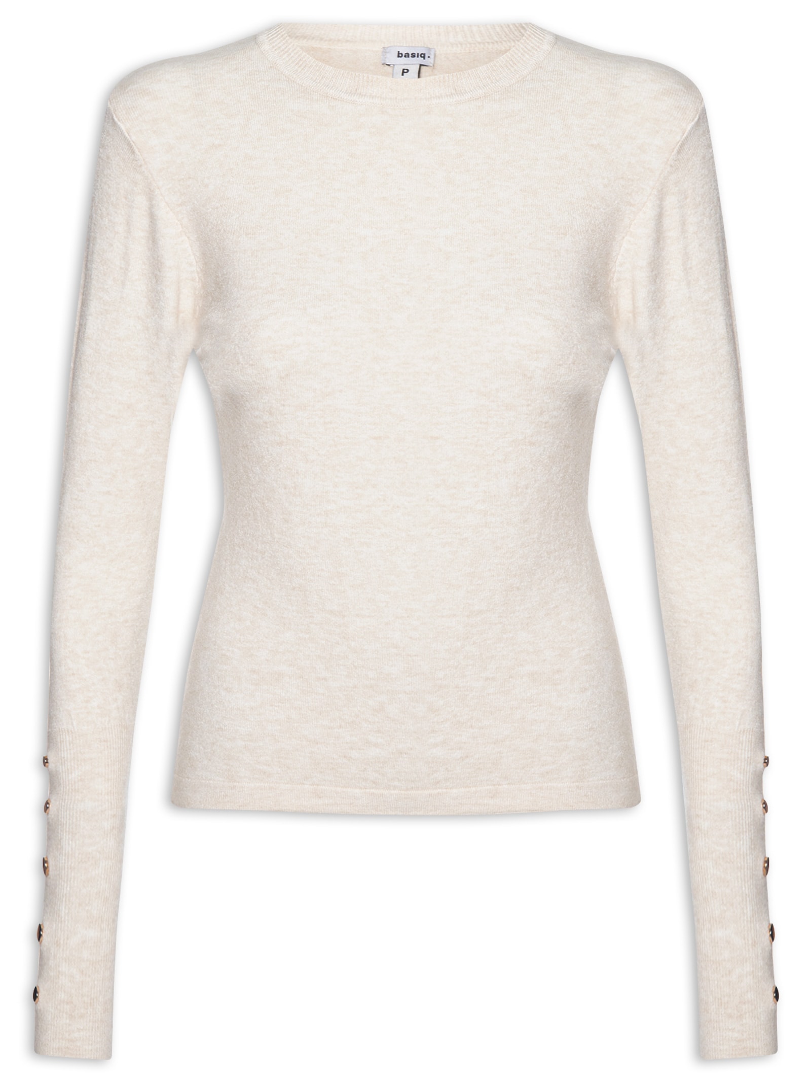 Suéter Feminino Em Tricot Off White Basiq