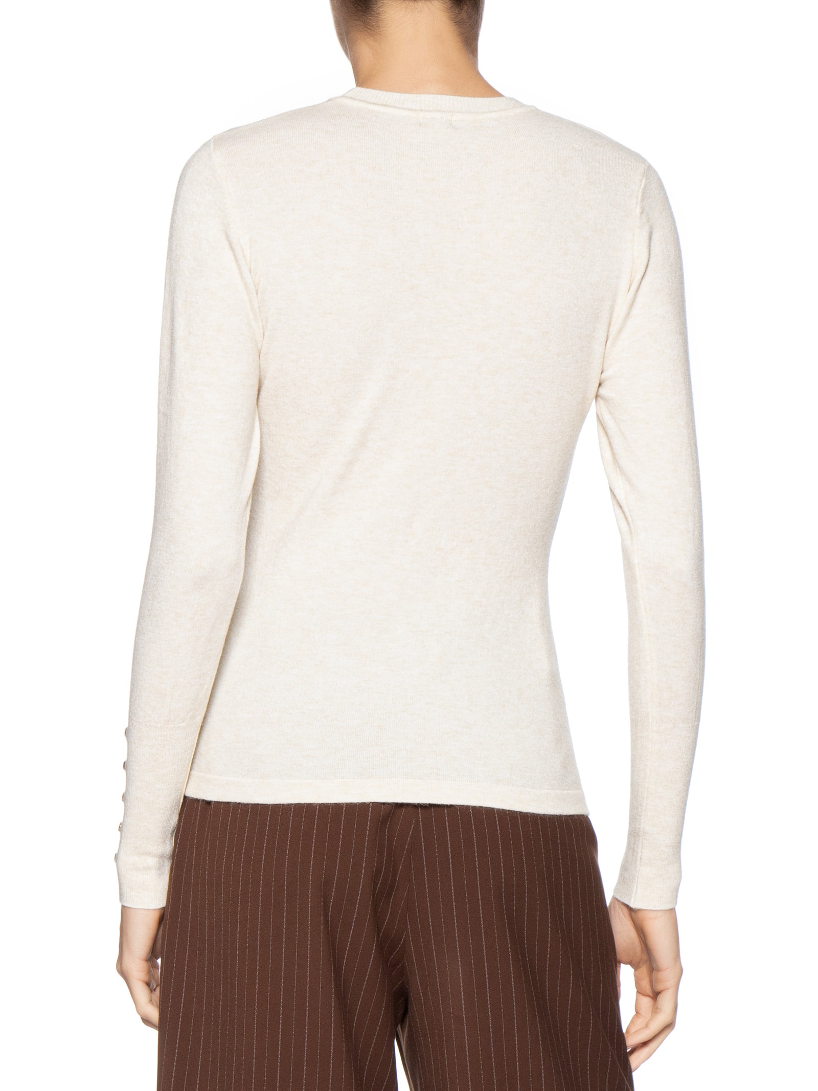 Suéter Feminino Em Tricot Off White Basiq