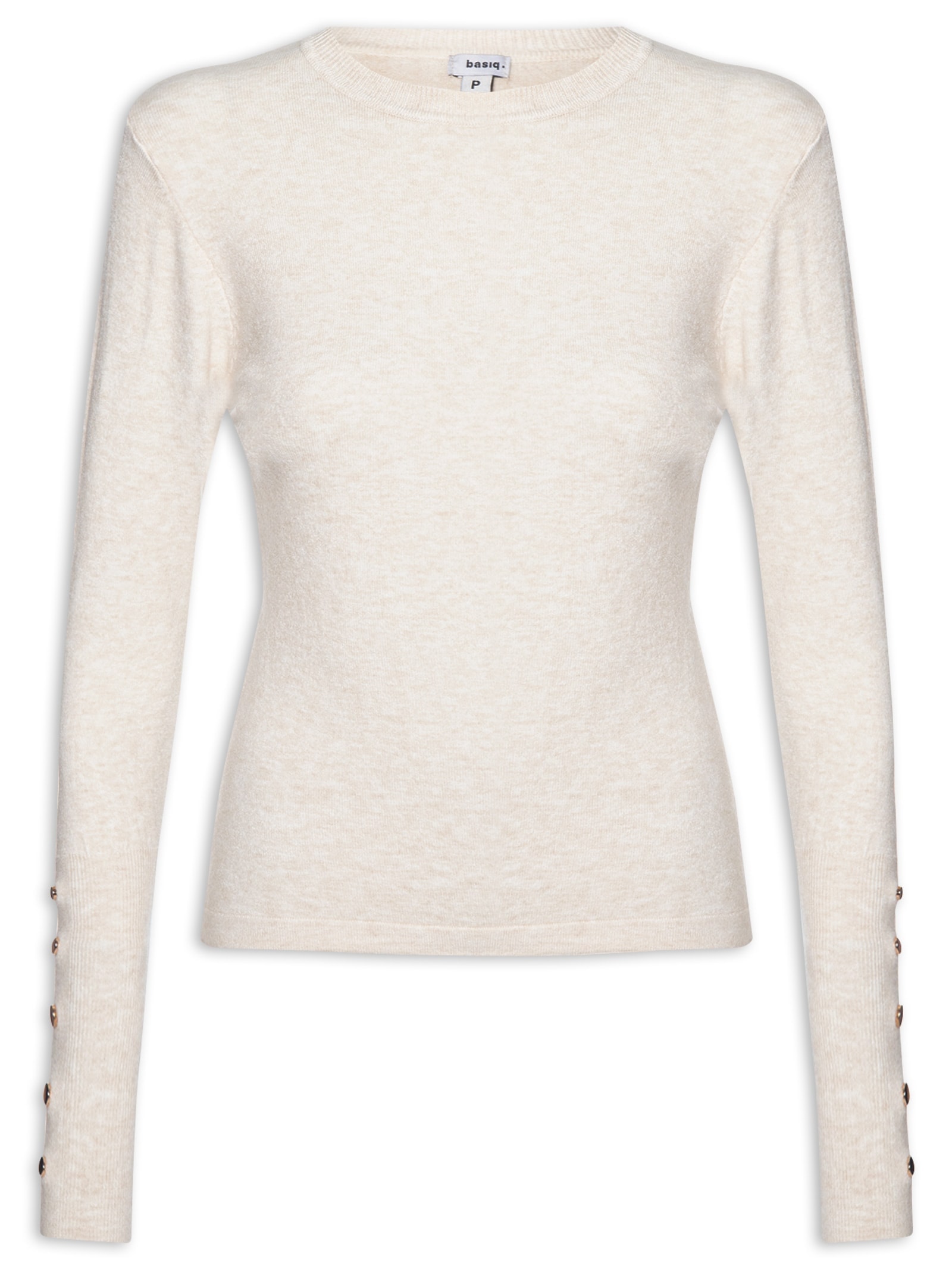 Suéter Feminino Em Tricot Off White Basiq