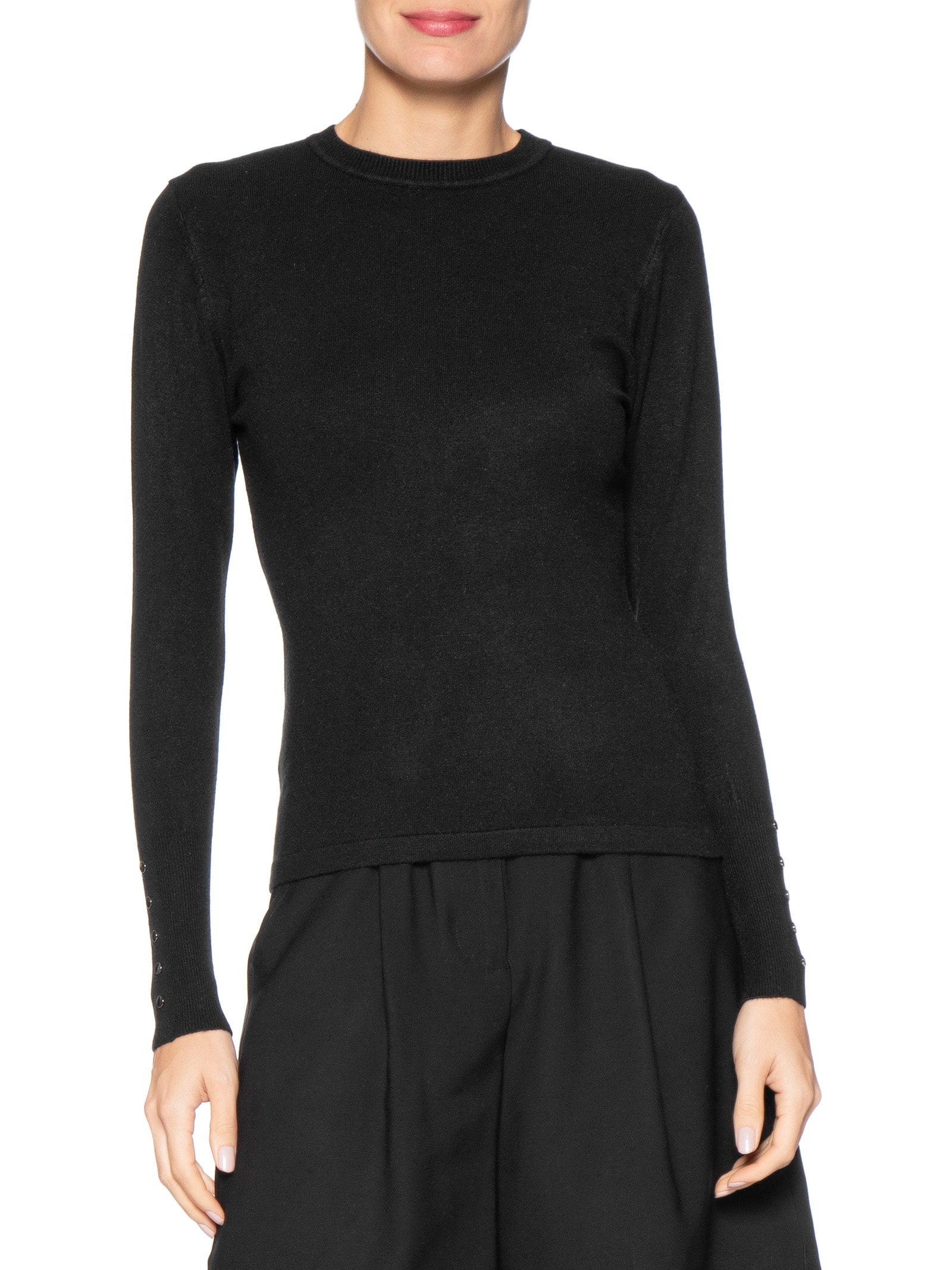 Suéter Feminino Em Tricot Preto Basiq