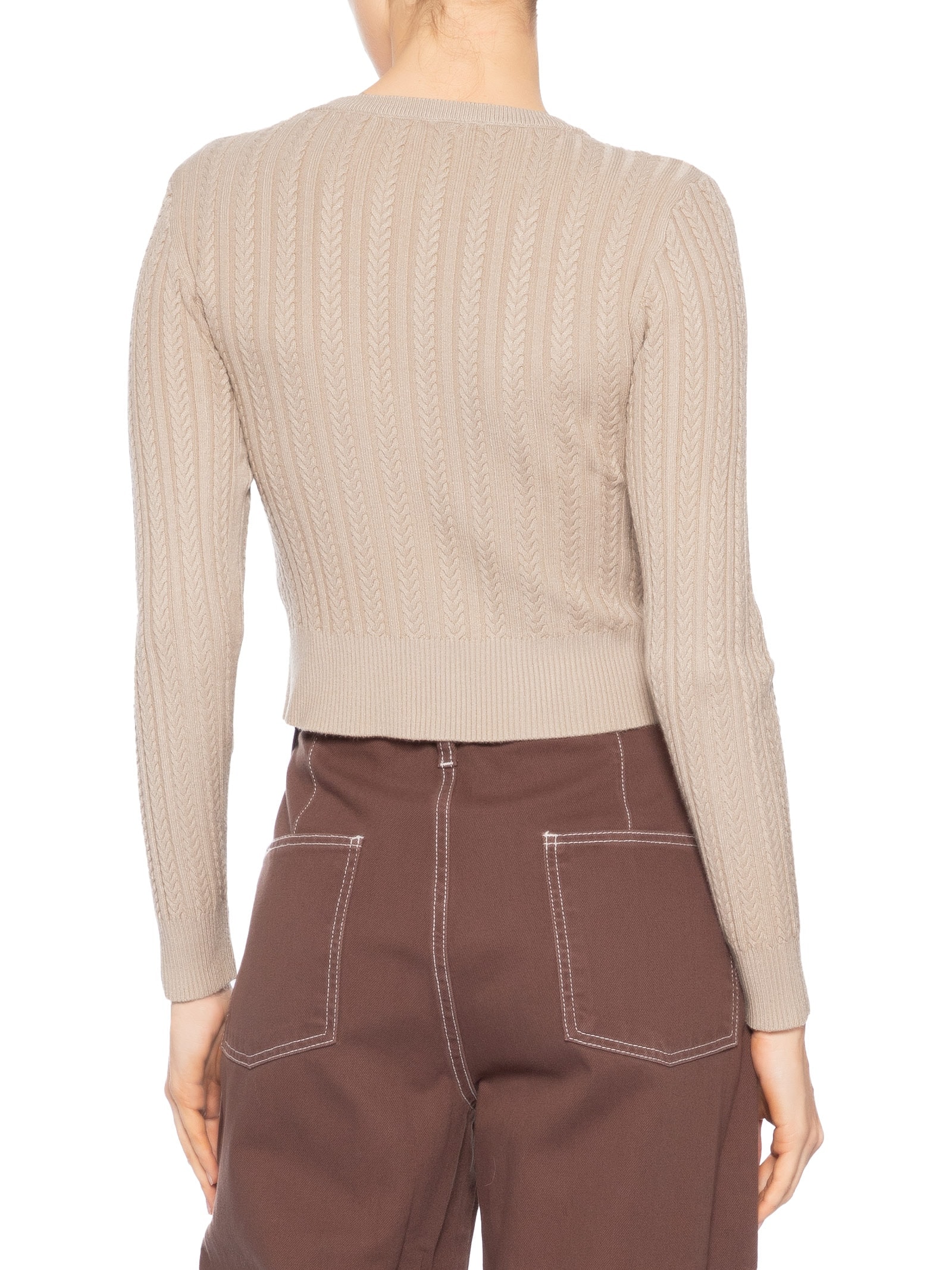 Suéter Feminino Em Tricot Trançado Bege Basiq