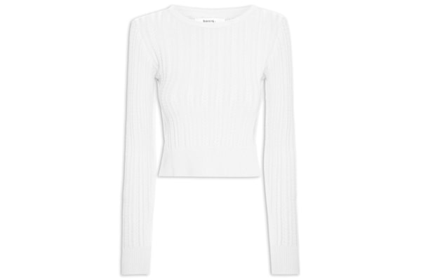 Suéter Feminino Em Tricot Trançado - Branco