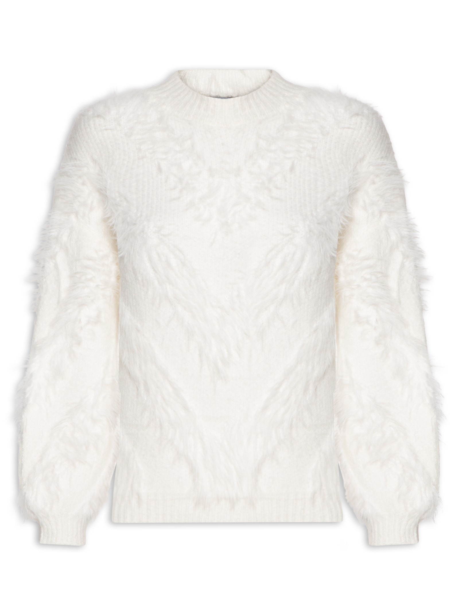 Market 33 - Suéter Feminino Felpudo Em Tricot - Off White