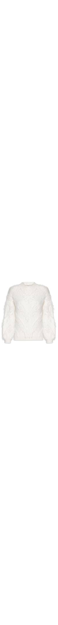 Suéter Feminino Felpudo Em Tricot - Off White