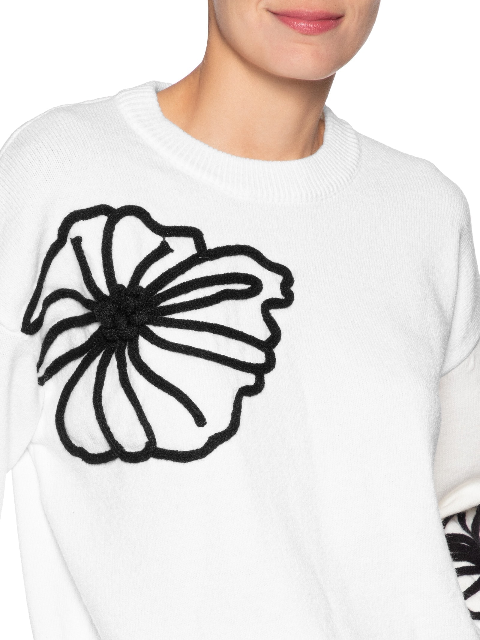 Suéter Feminino Flor Em Tricot  – Branco Market 33