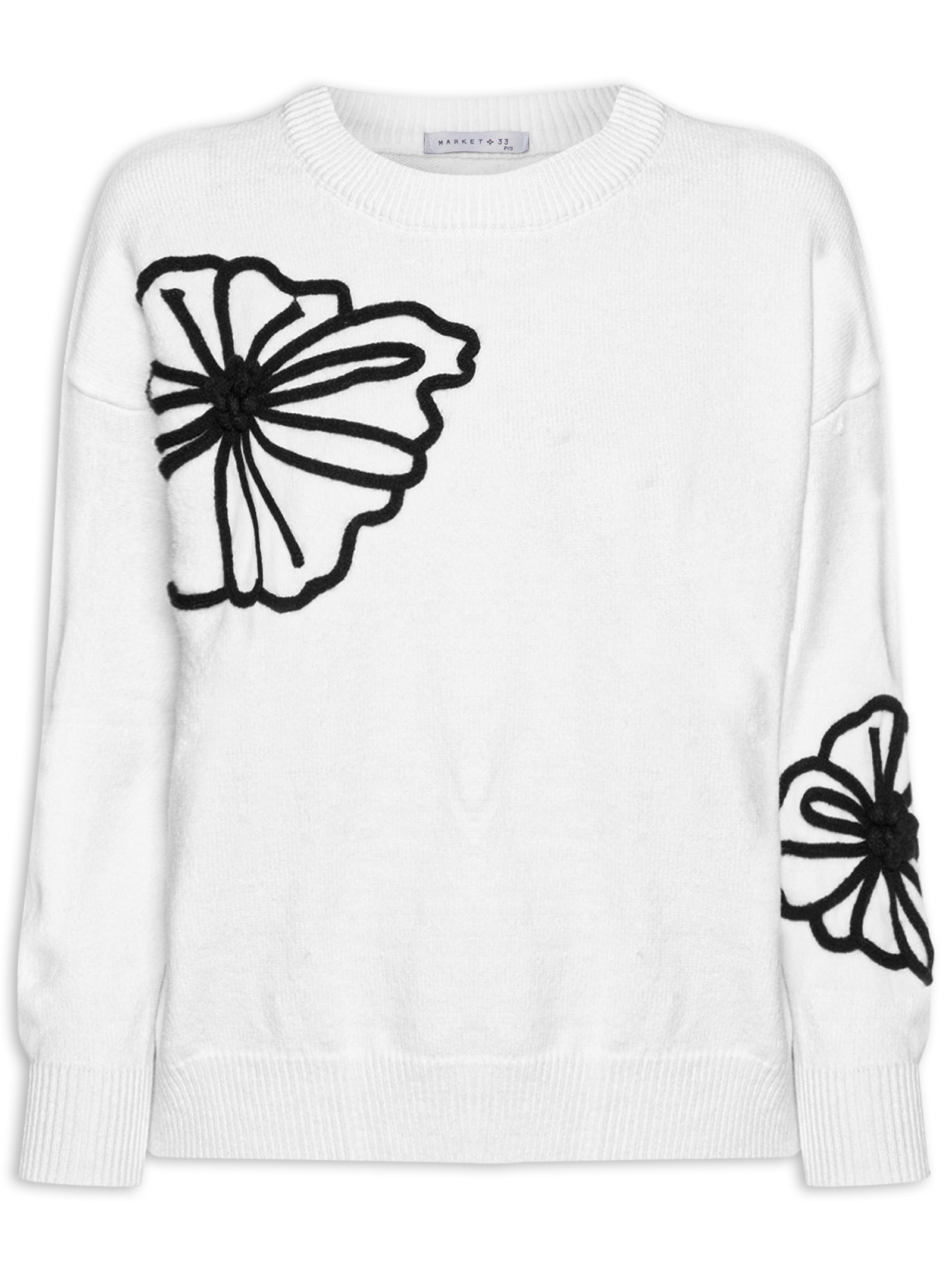 Suéter Feminino Flor Em Tricot  – Branco Market 33