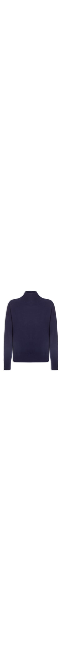 Suéter Feminino Gola Alta Com Blend De Lã E Cashmere - Azul