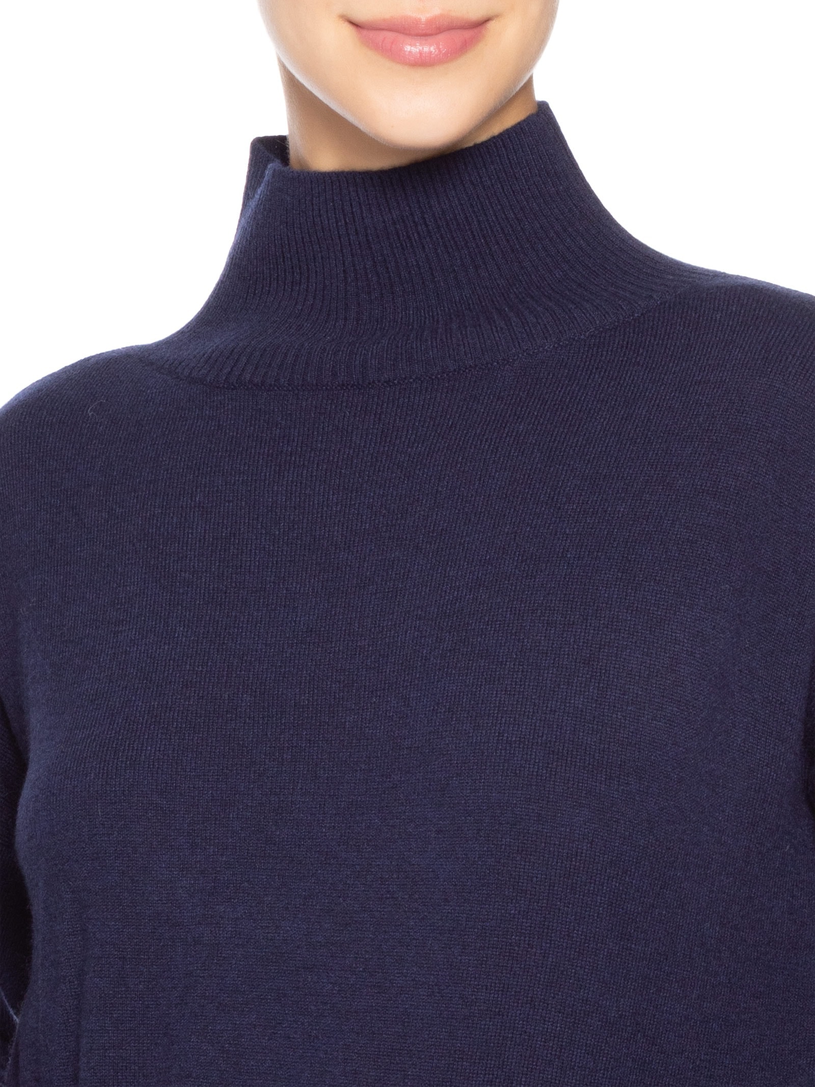 Suéter Feminino Gola Alta Com Blend De Lã E Cashmere Azul '2Essential