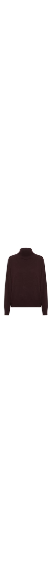 Suéter Feminino Gola Alta Com Blend de Lã e Cashmere - Marrom