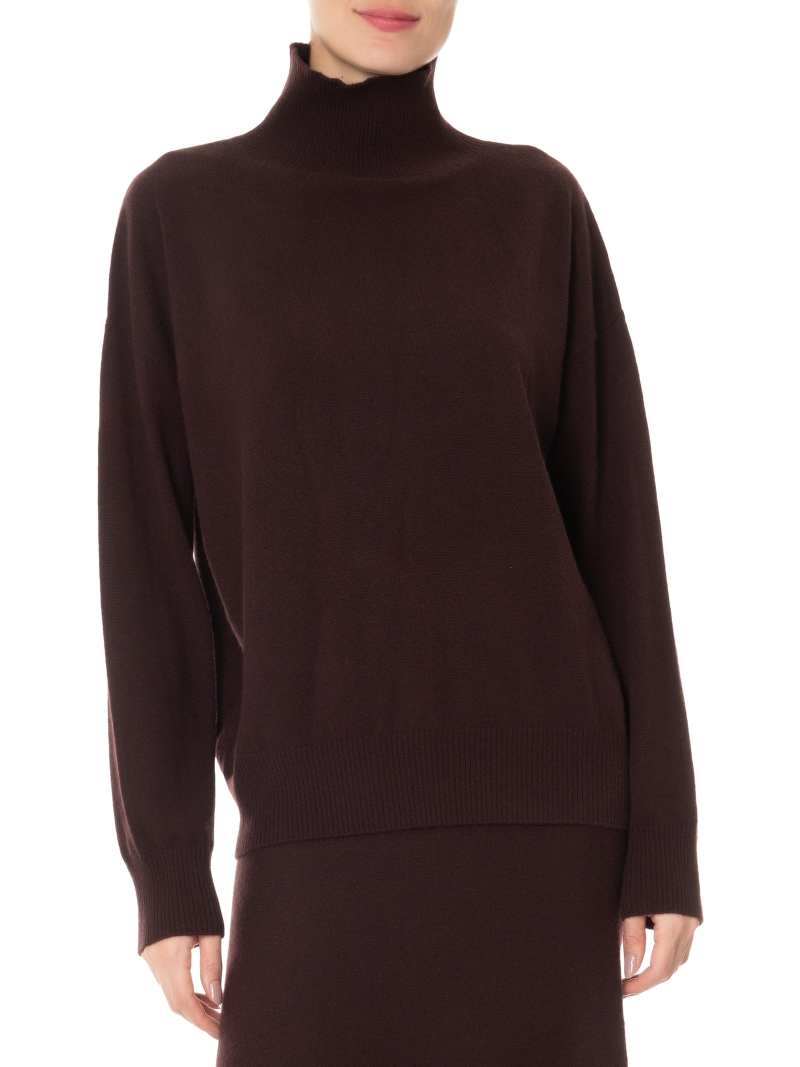 Suéter Feminino Gola Alta Com Blend de Lã e Cashmere Marrom '2Essential