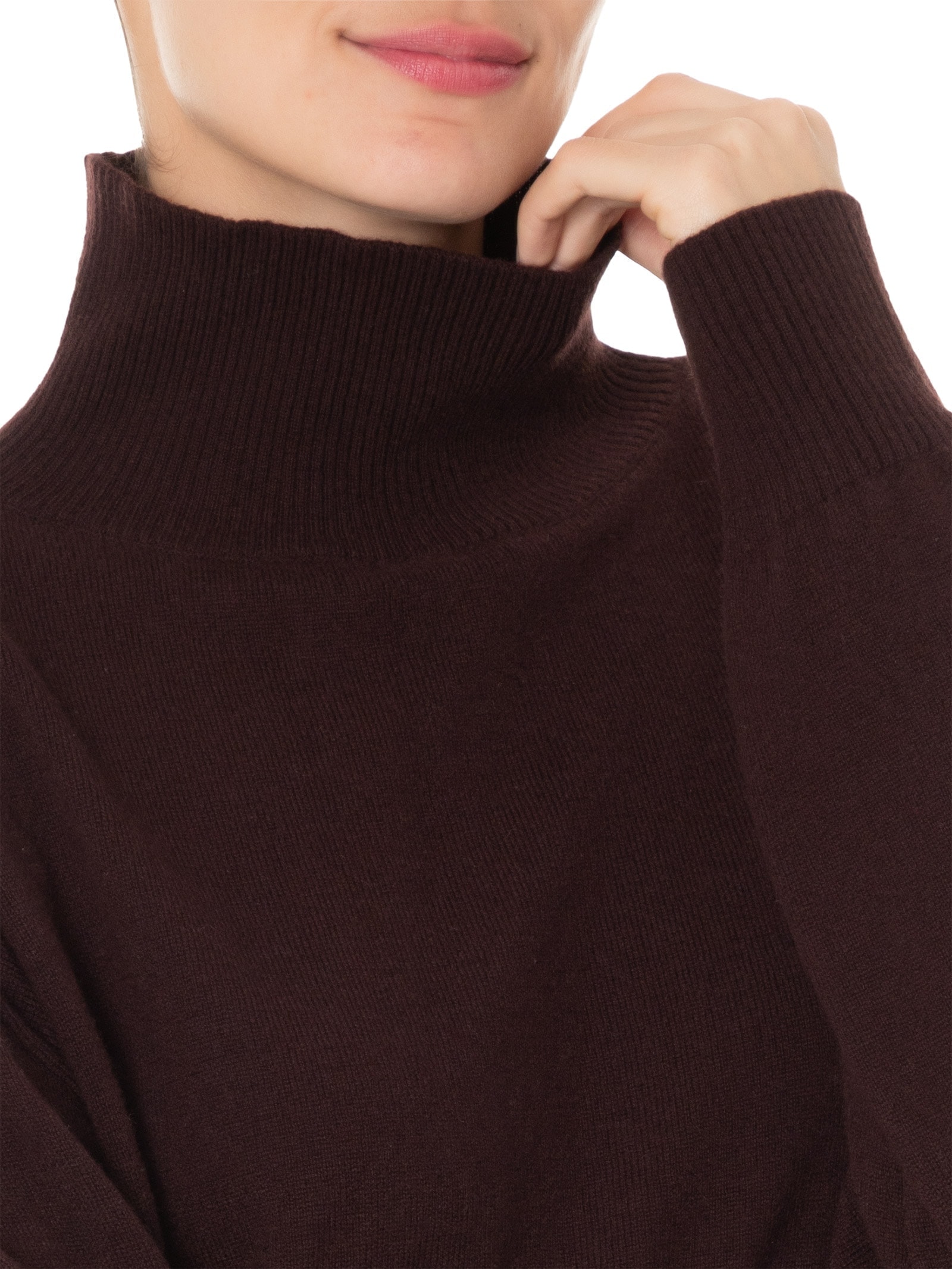Suéter Feminino Gola Alta Com Blend de Lã e Cashmere Marrom '2Essential