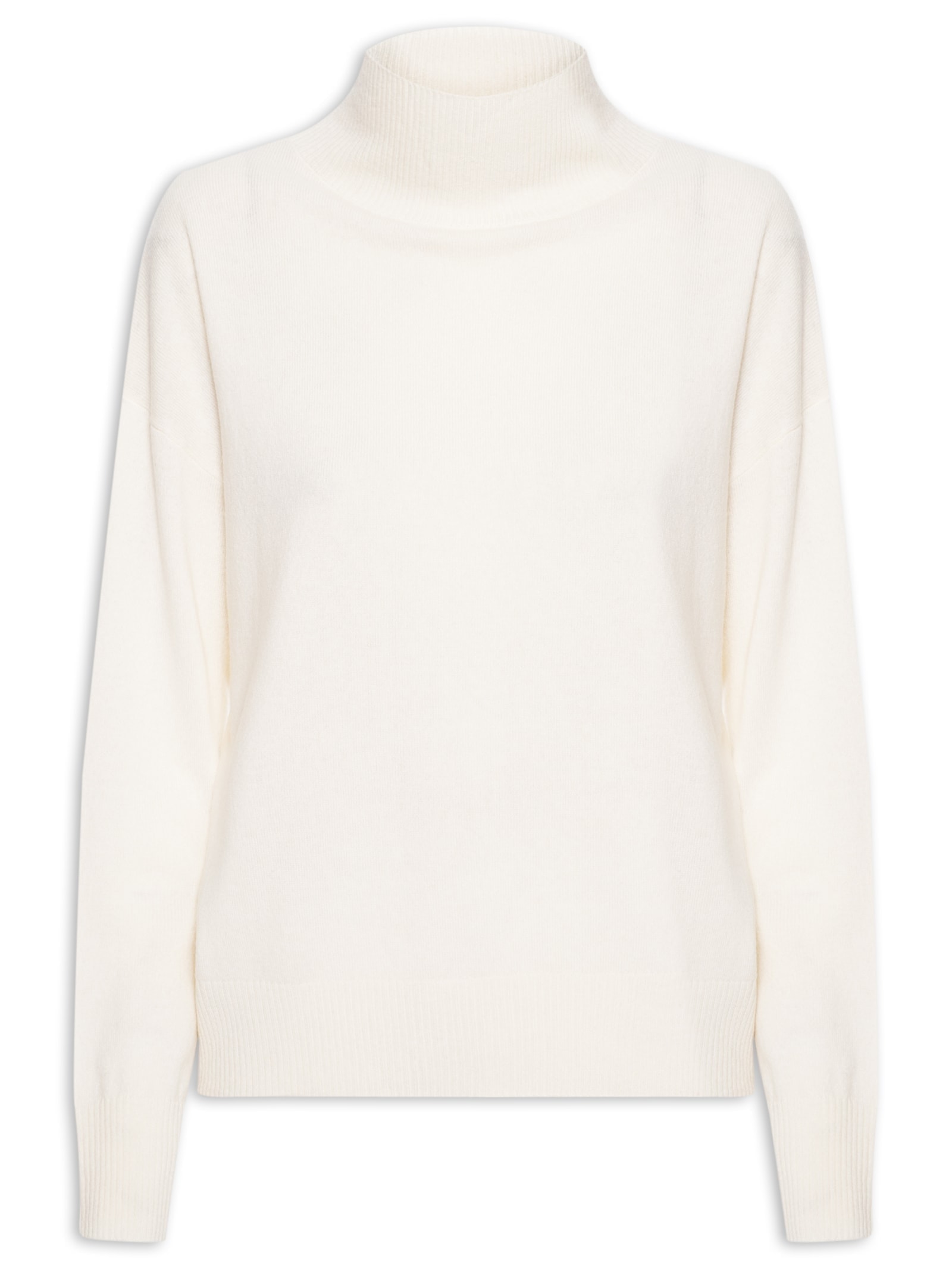 Suéter Feminino Gola Alta Com Blend de Lã e Cashmere Off White '2Essential