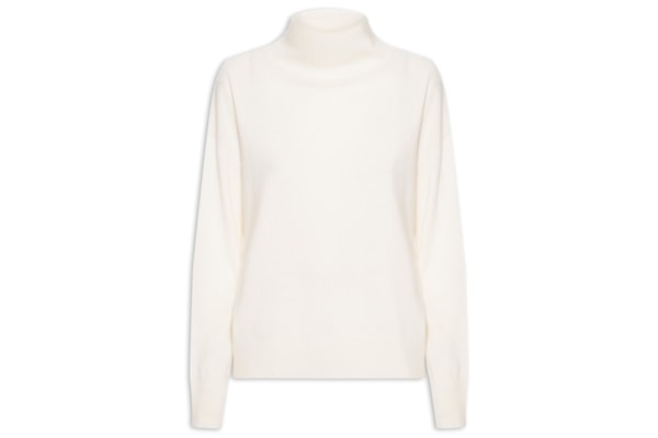 Suéter Feminino Gola Alta Com Blend de Lã e Cashmere - Off White