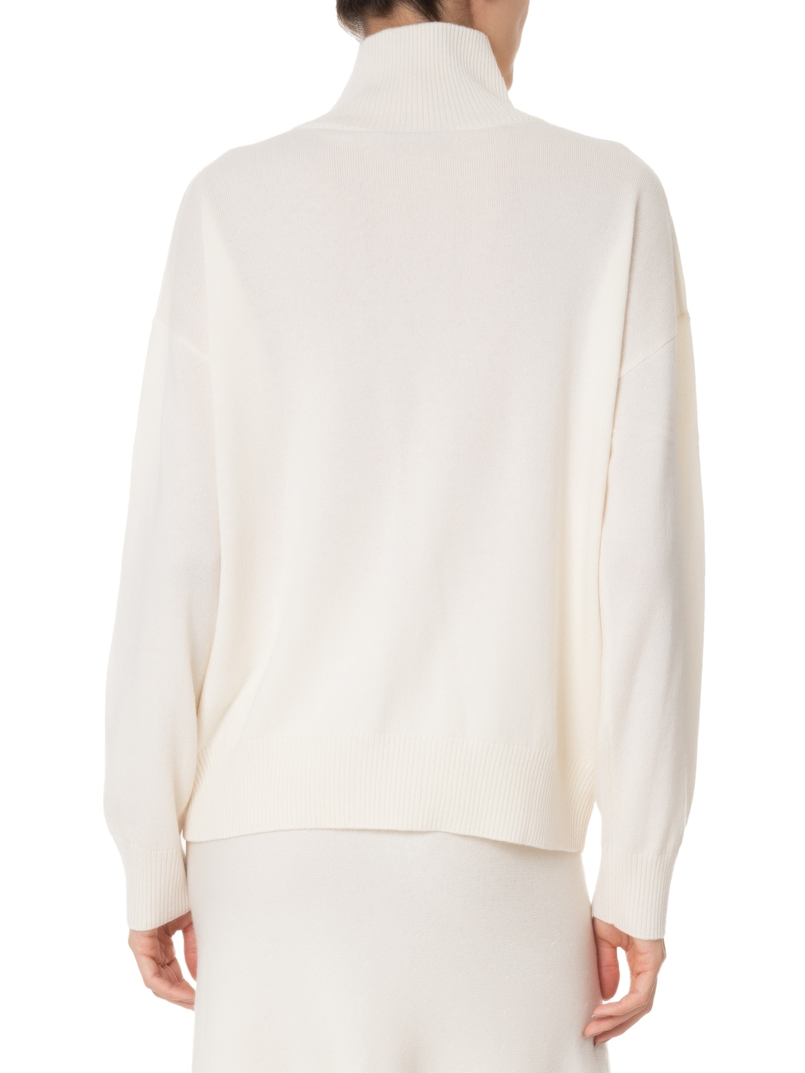 Suéter Feminino Gola Alta Com Blend de Lã e Cashmere Off White '2Essential