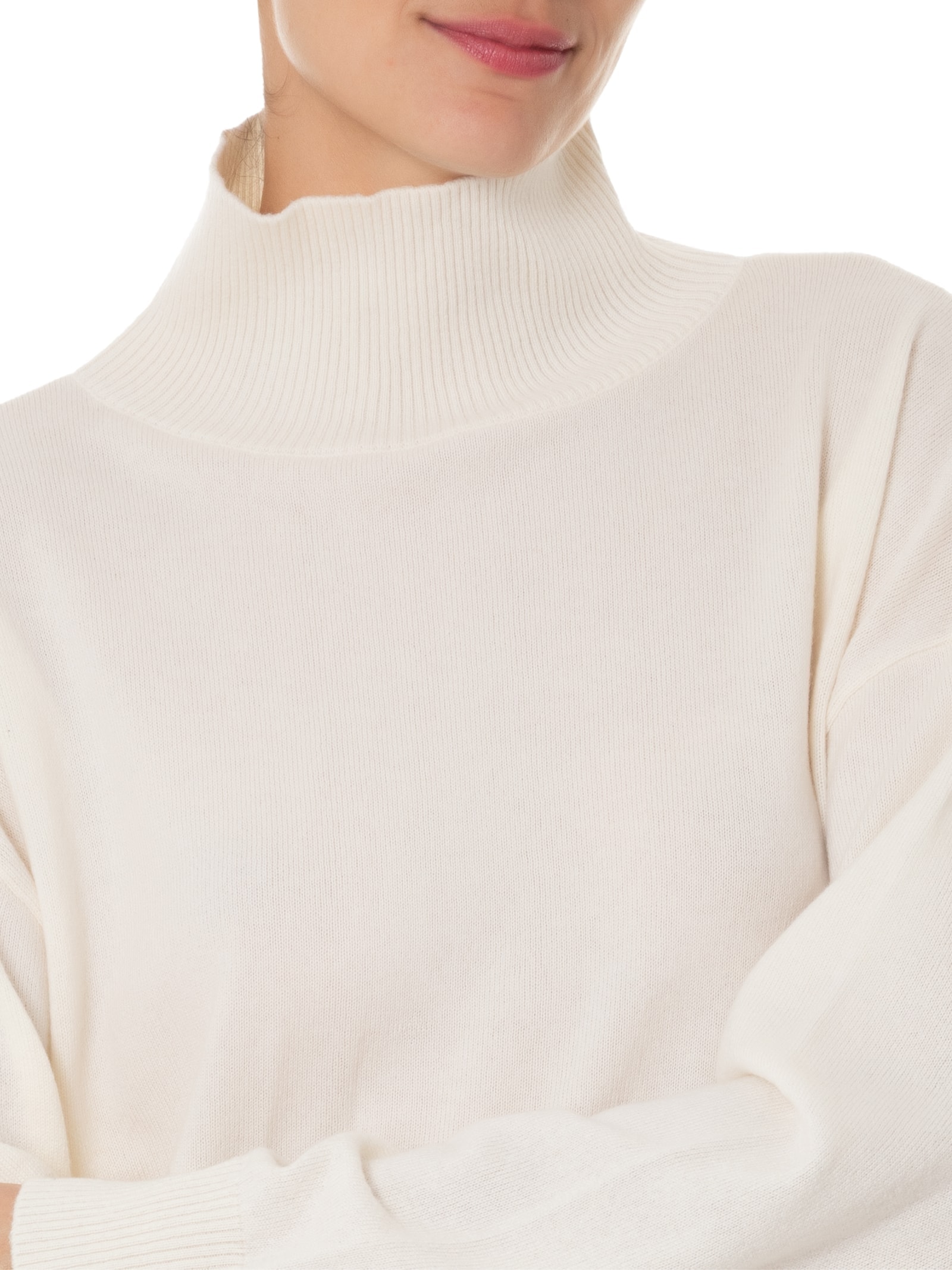 Suéter Feminino Gola Alta Com Blend de Lã e Cashmere Off White '2Essential