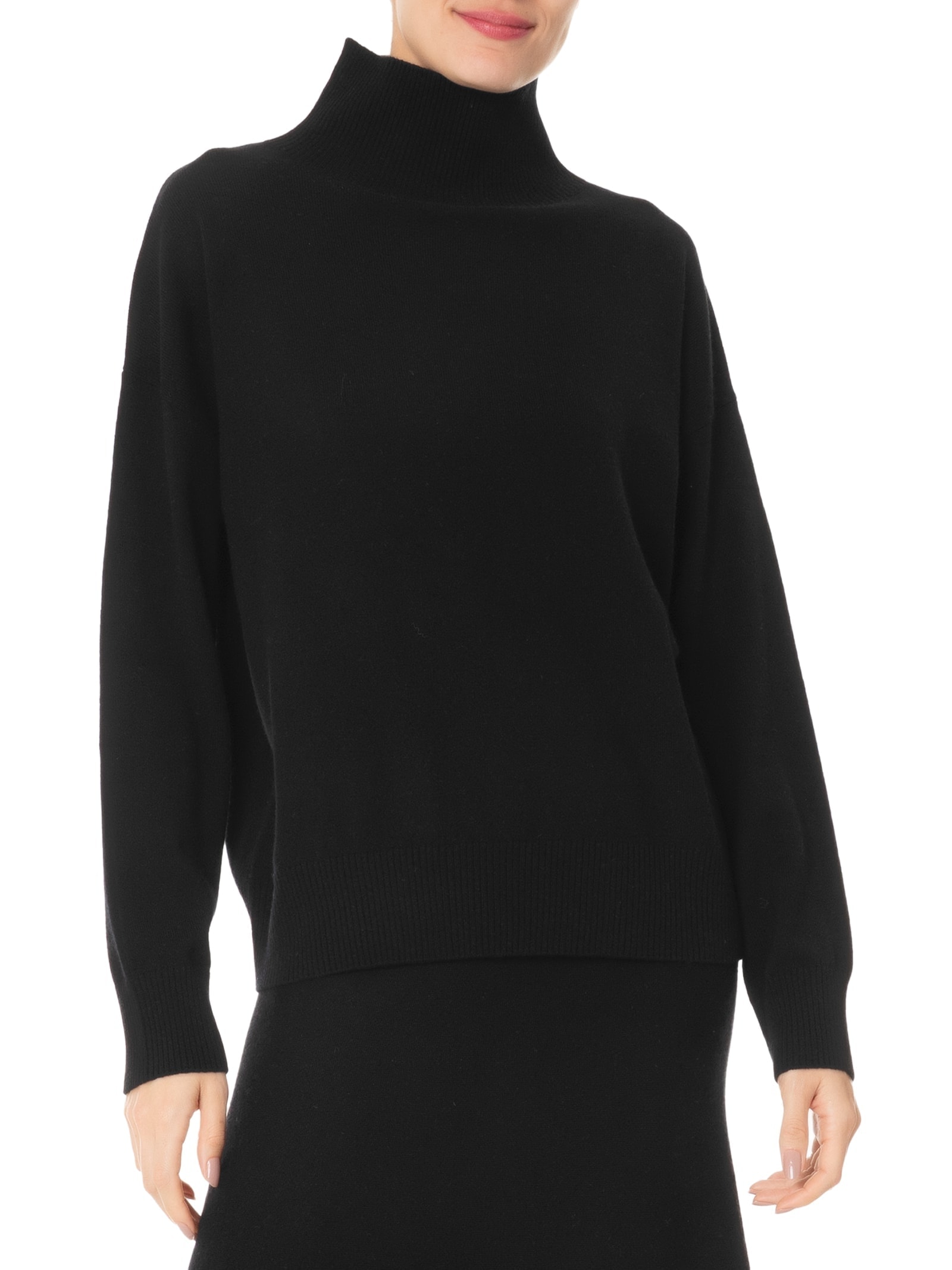Suéter Feminino Gola Alta Com Blend de Lã e Cashmere Preto '2Essential