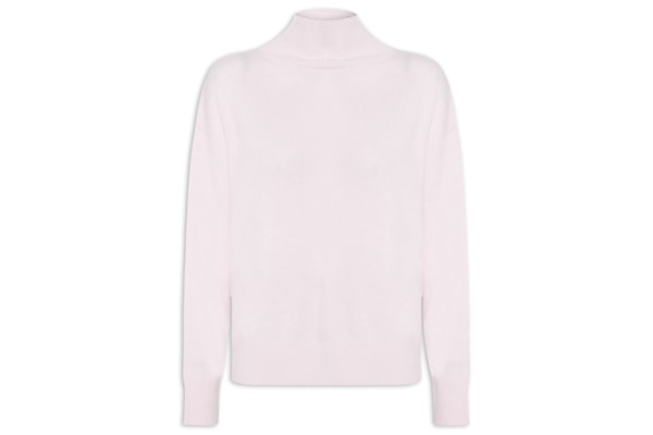 Suéter Feminino Gola Alta Com Blend De Lã E Cashmere - Rosa