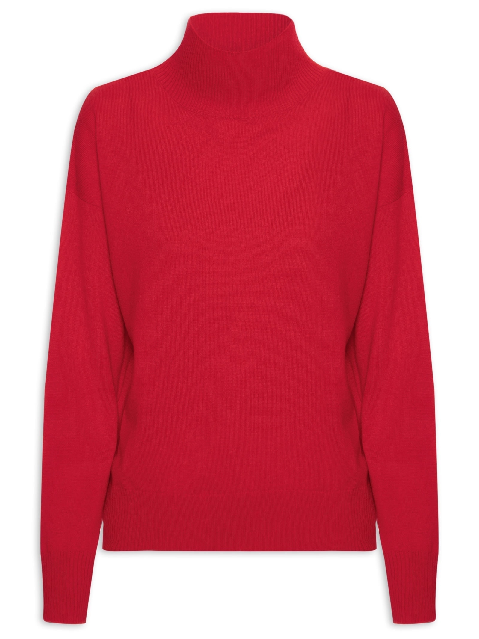 Suéter Feminino Gola Alta Com Blend de Lã e Cashmere Vermelho '2Essential