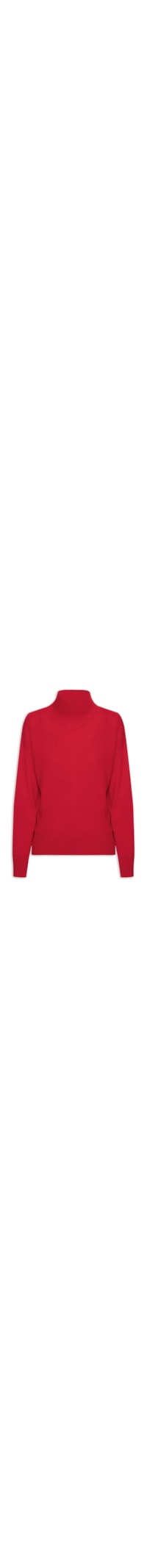 Suéter Feminino Gola Alta Com Blend de Lã e Cashmere - Vermelho