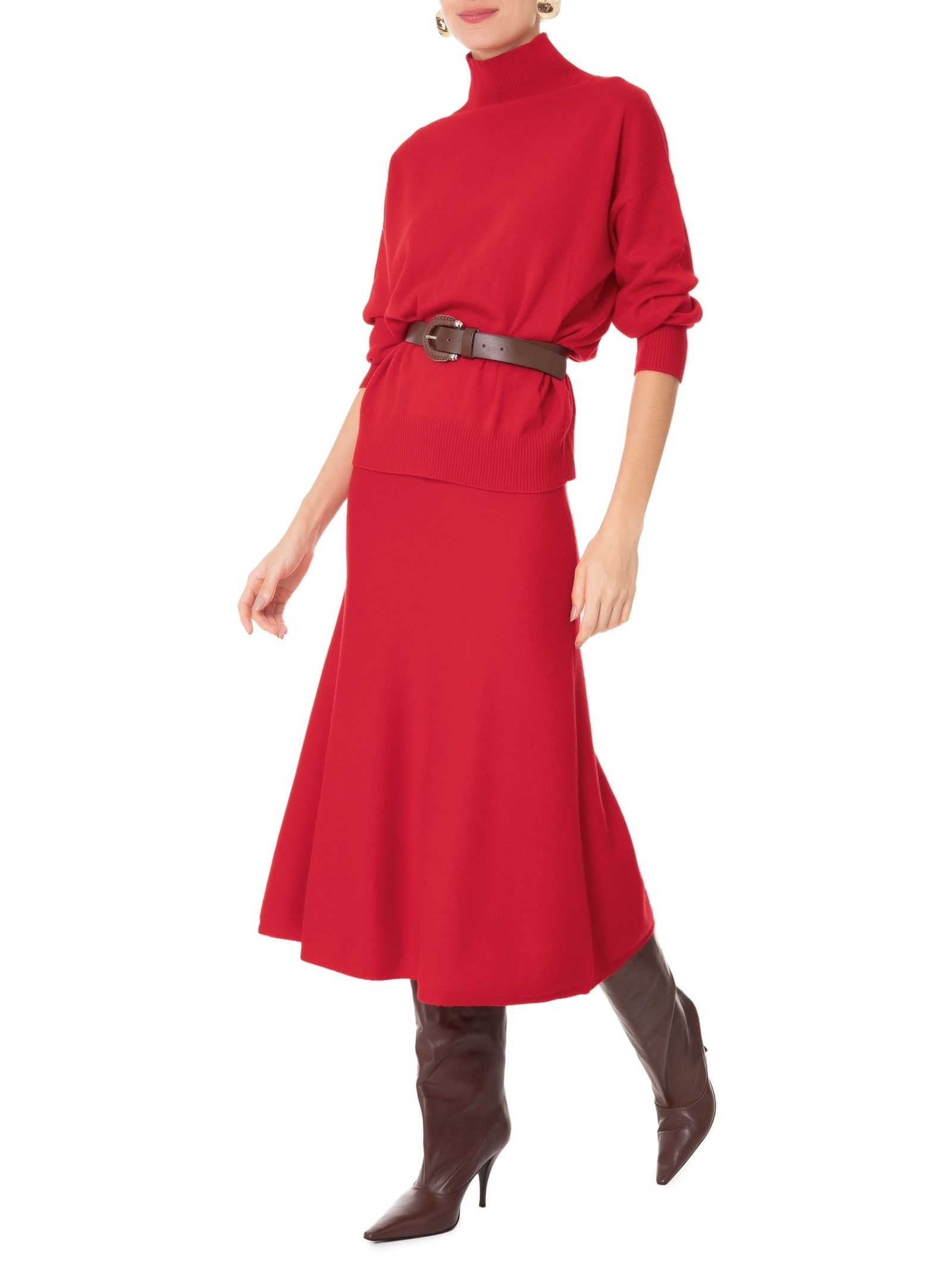 Suéter Feminino Gola Alta Com Blend de Lã e Cashmere Vermelho '2Essential