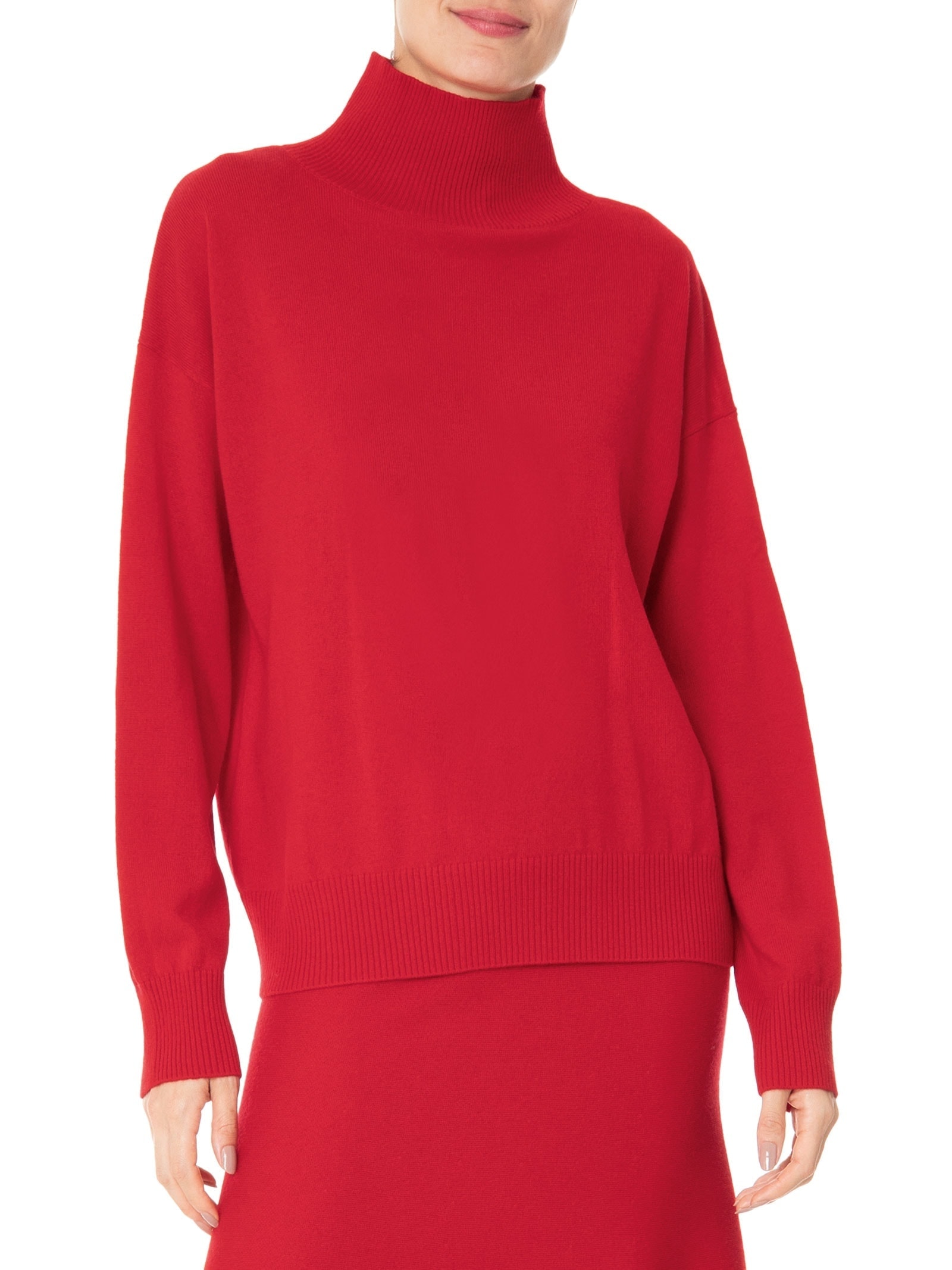 Suéter Feminino Gola Alta Com Blend de Lã e Cashmere Vermelho '2Essential