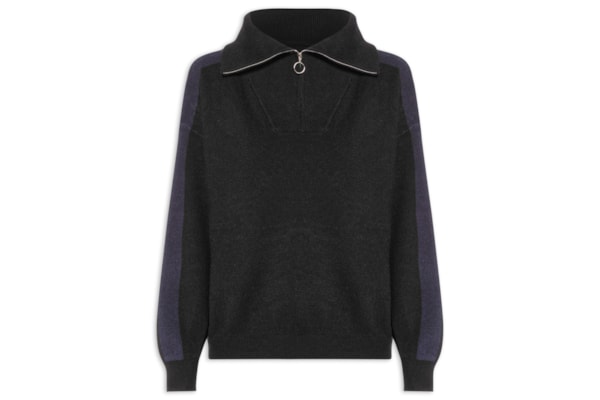 Suéter Feminino Gola Alta Com Zíper - Preto